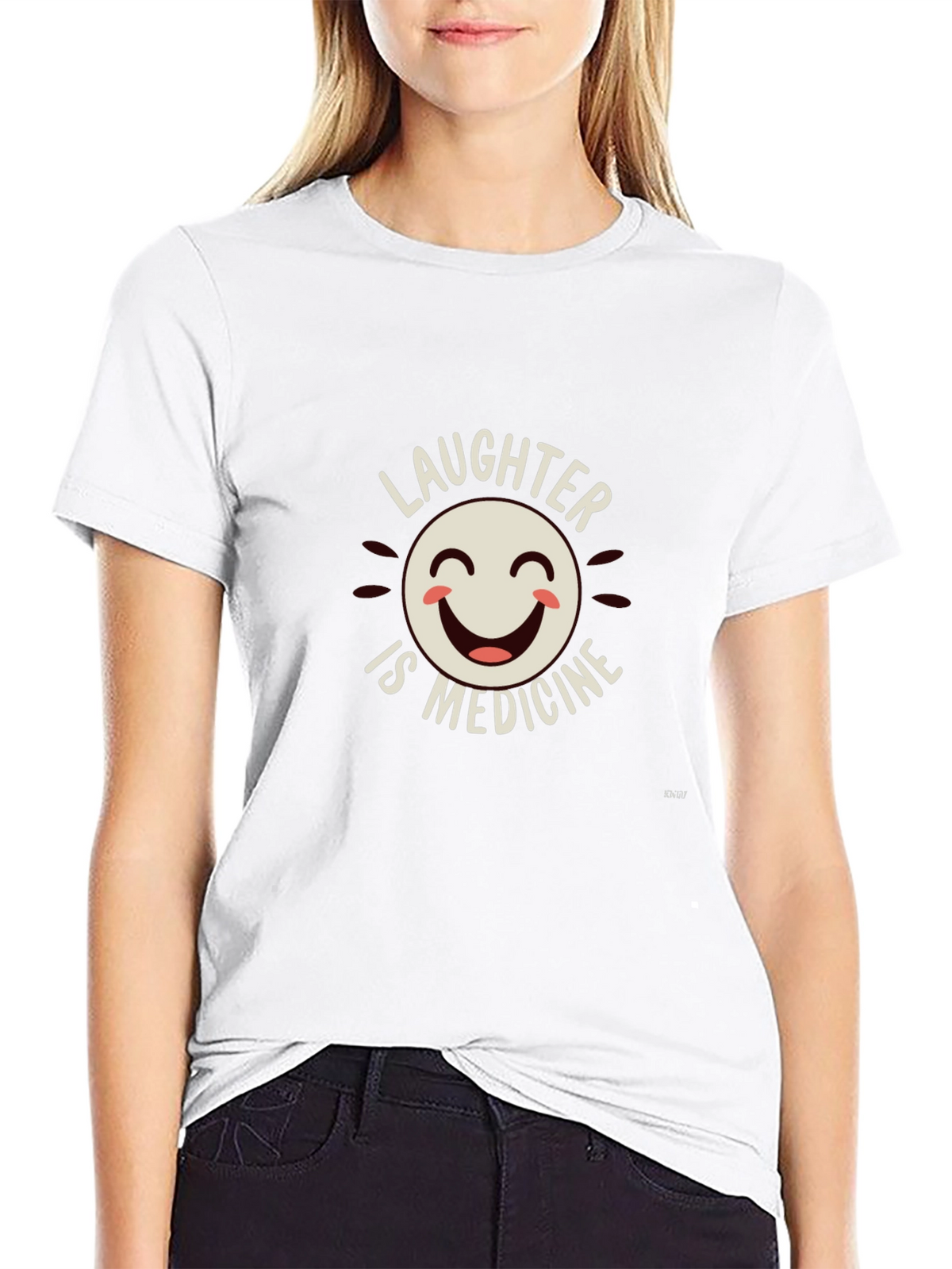 Laughter is Medicine Graphic Tee - Black Cotton Blend