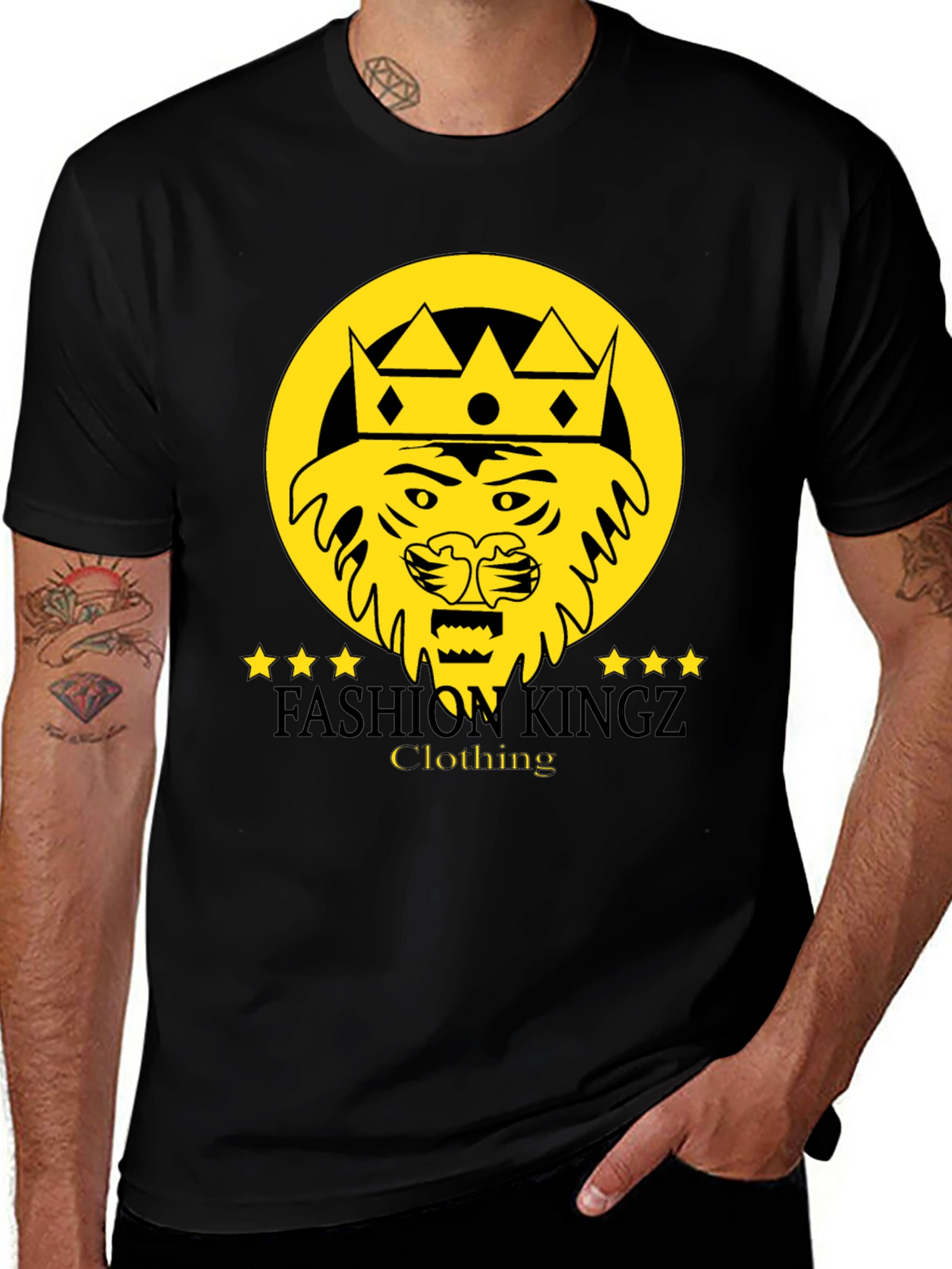 Fashion Kingz Lion Graphic Tee - Stylish Black T-Shirt