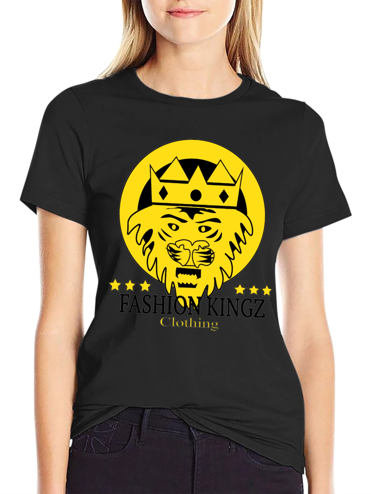 Fashion Kingz Lion Graphic Tee - Stylish Black T-Shirt