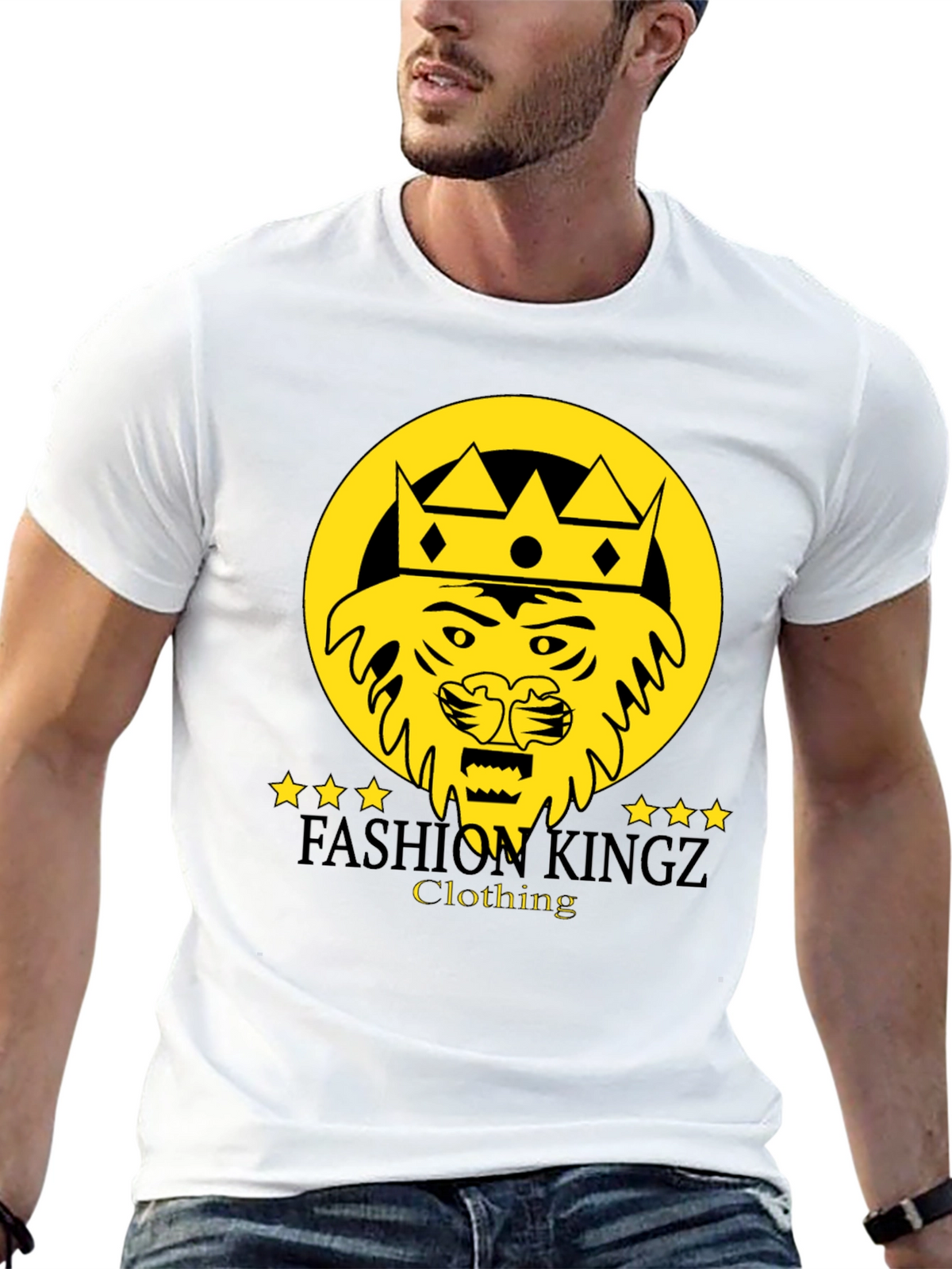 Fashion Kingz Lion Graphic Tee - Stylish Black T-Shirt