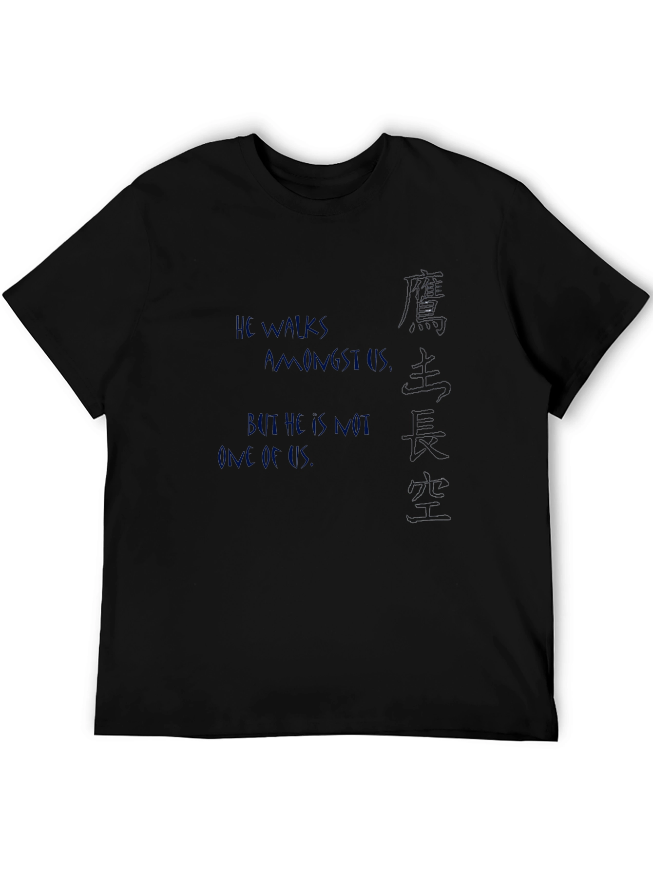 Black T-Shirt with Graphic Text Designs