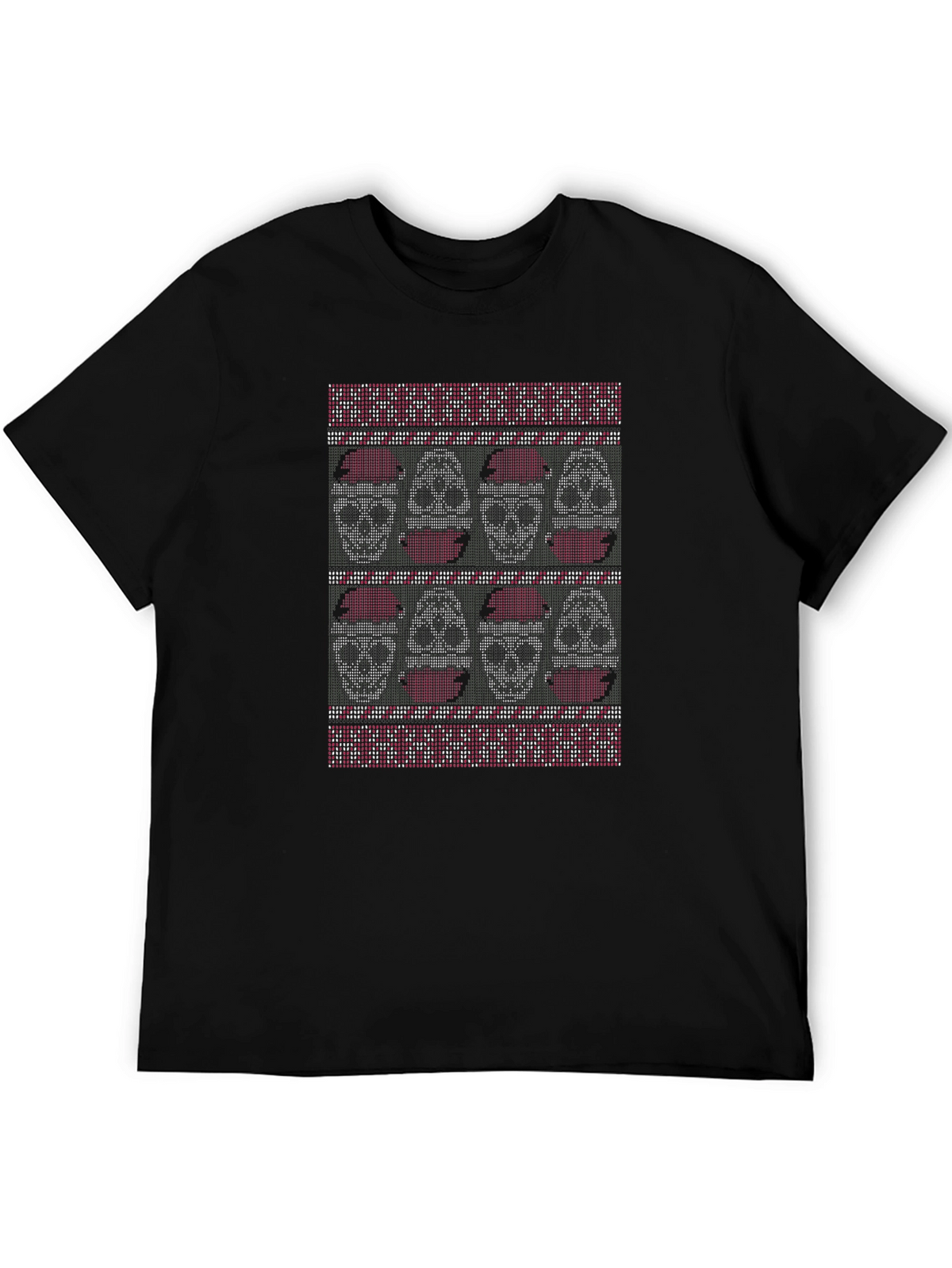 Skull Pattern Mens Black T-Shirt