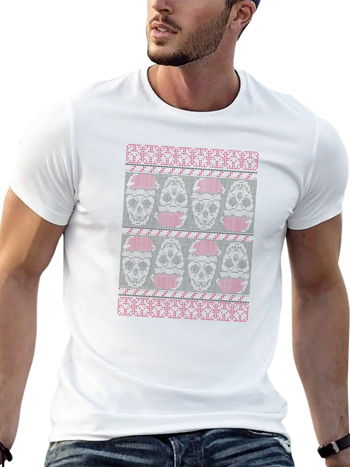 Skull Pattern Mens Black T-Shirt
