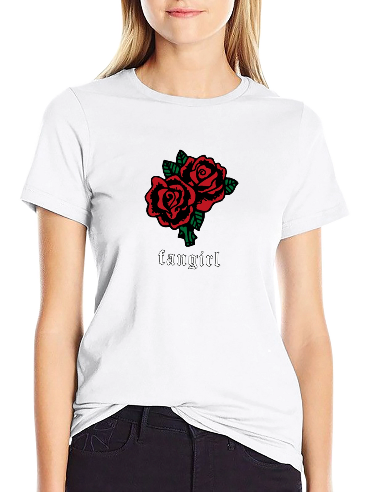 Fangirl Roses Graphic Tee - Black Unisex T-Shirt