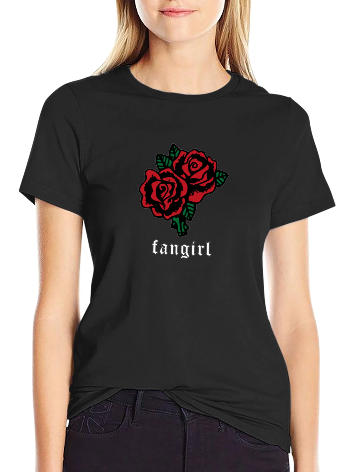 Fangirl Roses Graphic Tee - Black Unisex T-Shirt