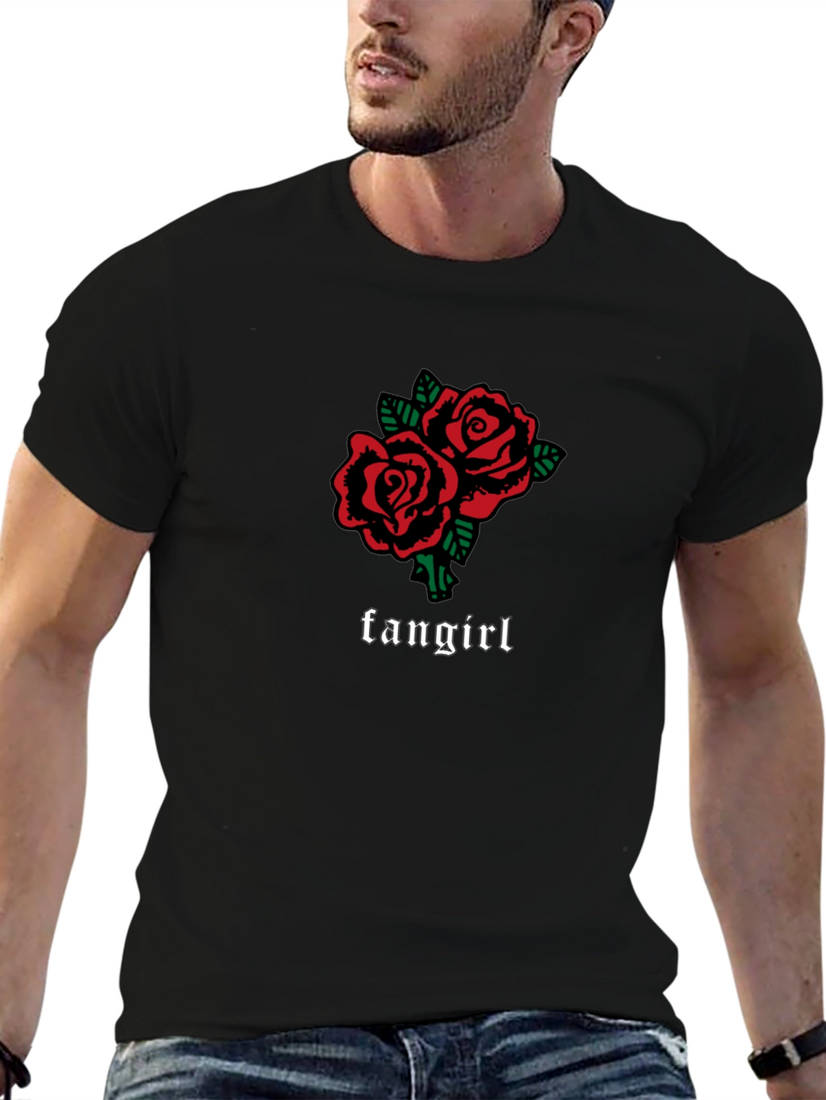 Fangirl Roses Graphic Tee - Black Unisex T-Shirt