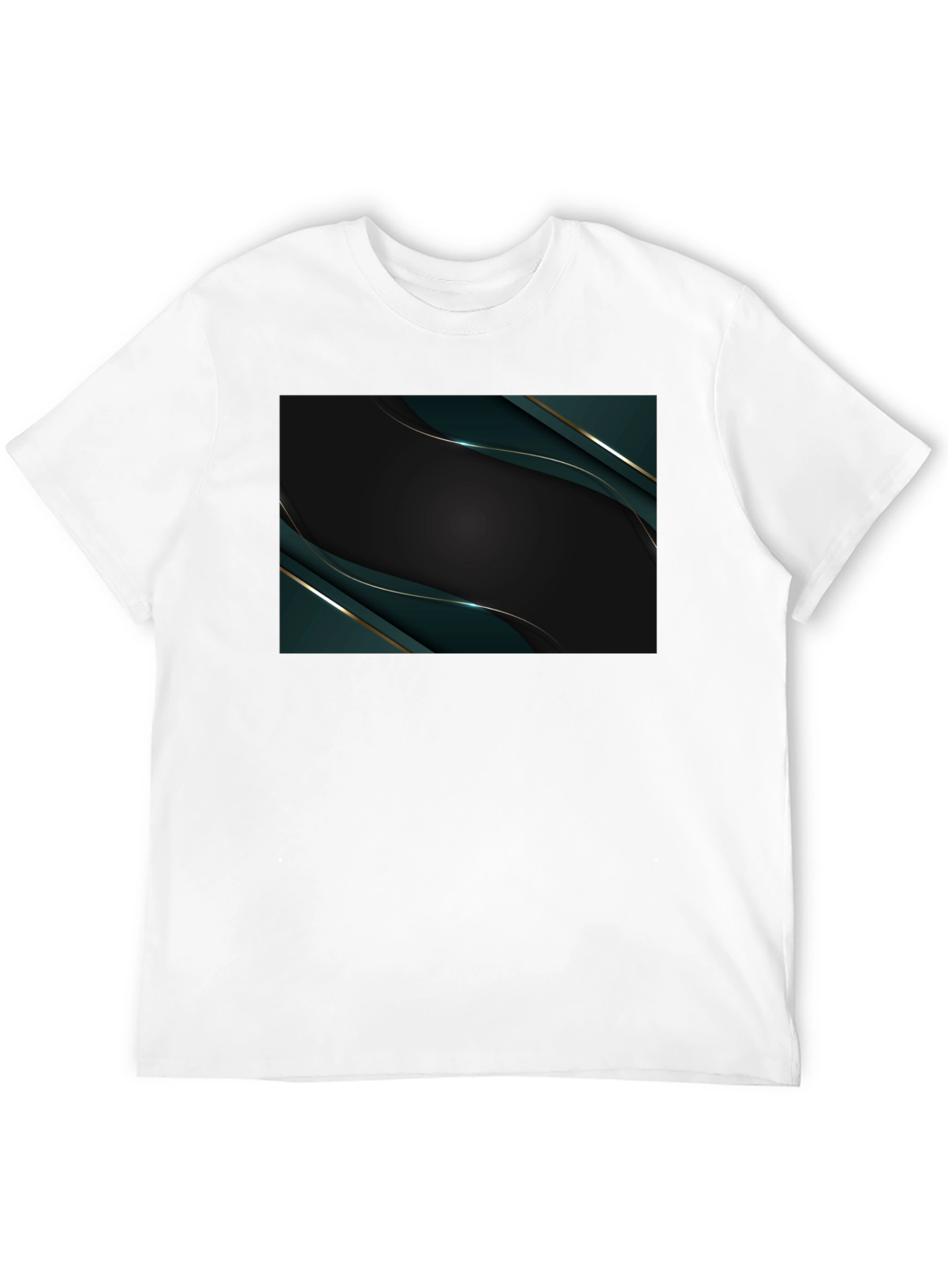 Sleek Black Tee with Abstract Emerald Design