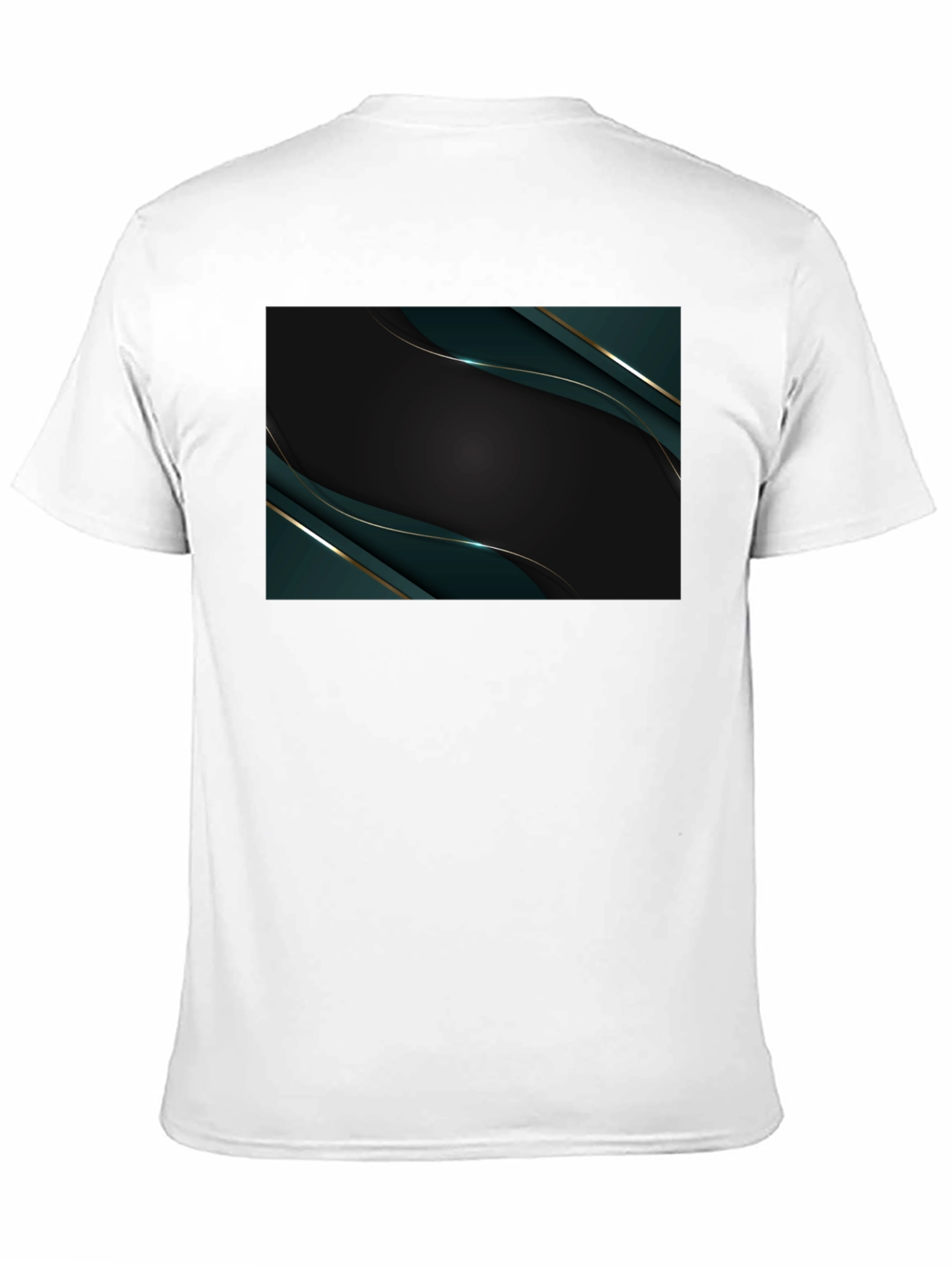 Sleek Black Tee with Abstract Emerald Design