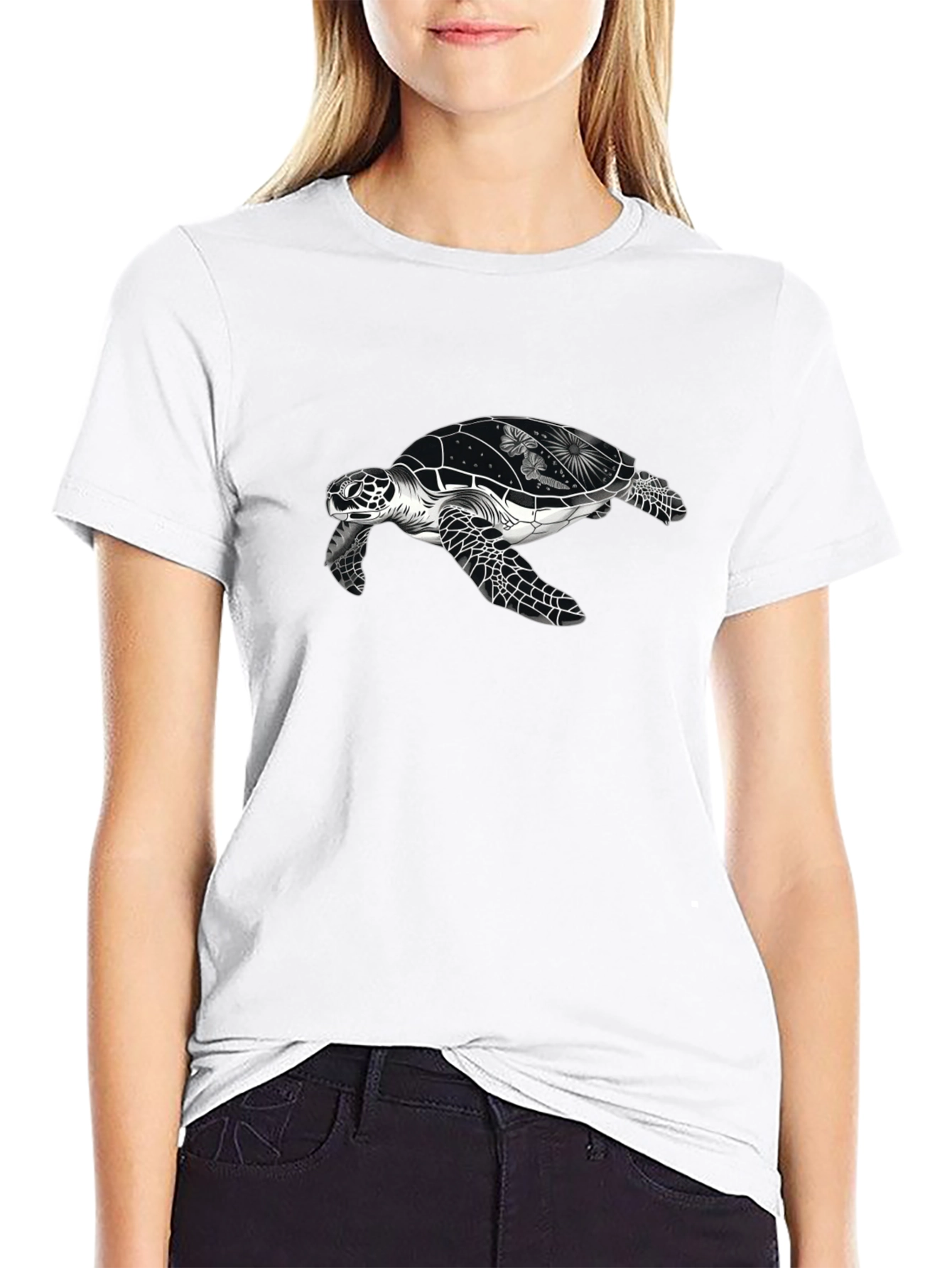 Sea Turtle Graphic Tee - Black