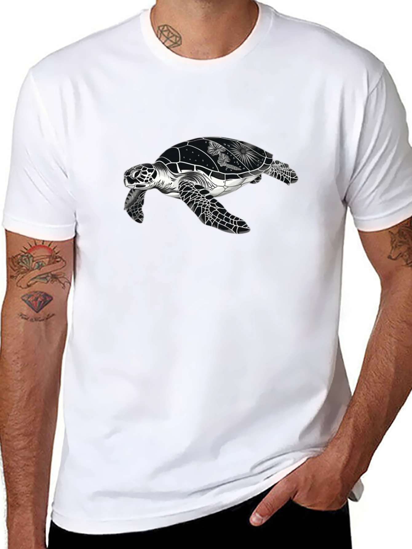 Sea Turtle Graphic Tee - Black