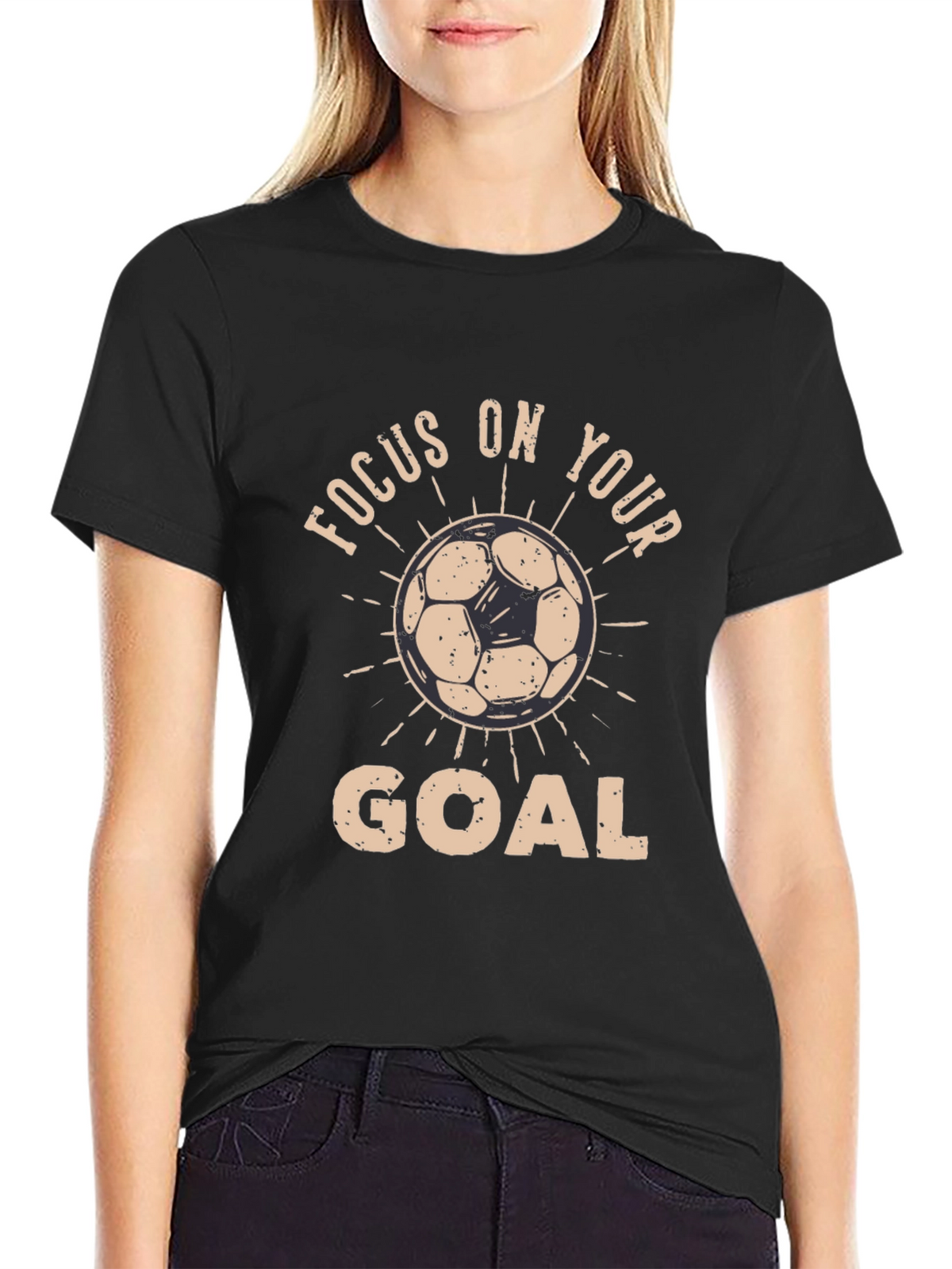 Focus on Your Goal Black Graphic T-Shirt