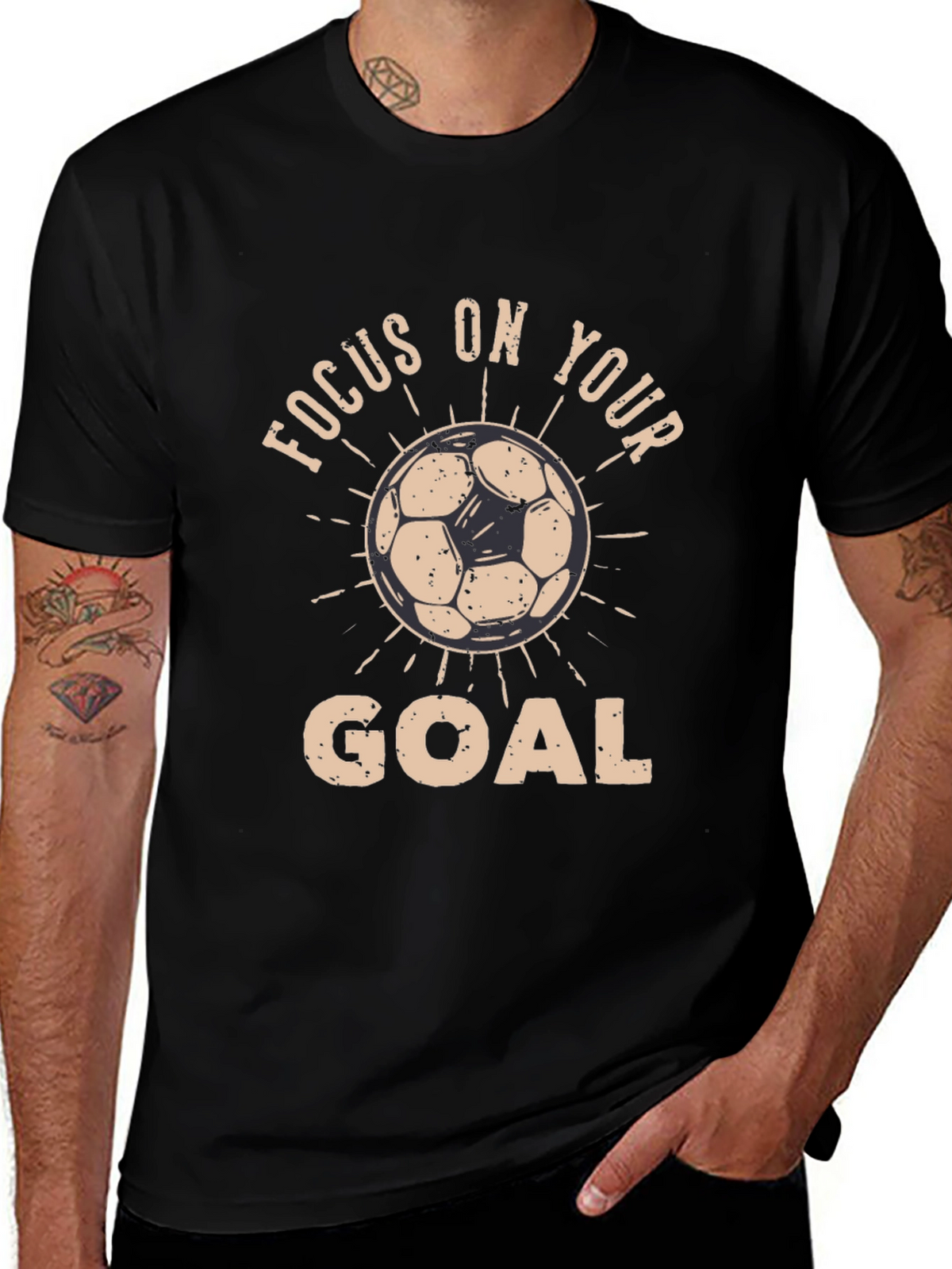 Focus on Your Goal Black Graphic T-Shirt