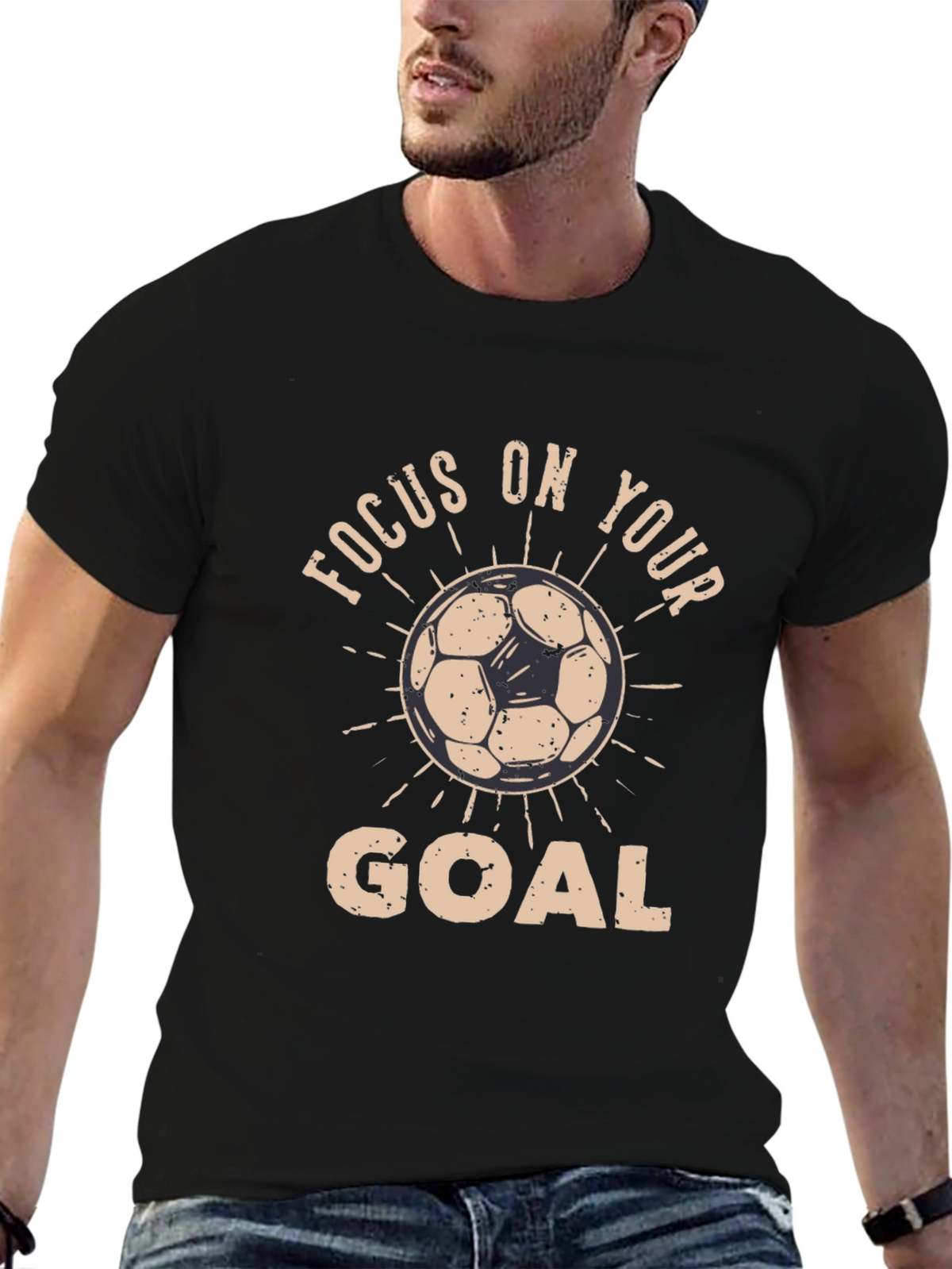 Focus on Your Goal Black Graphic T-Shirt