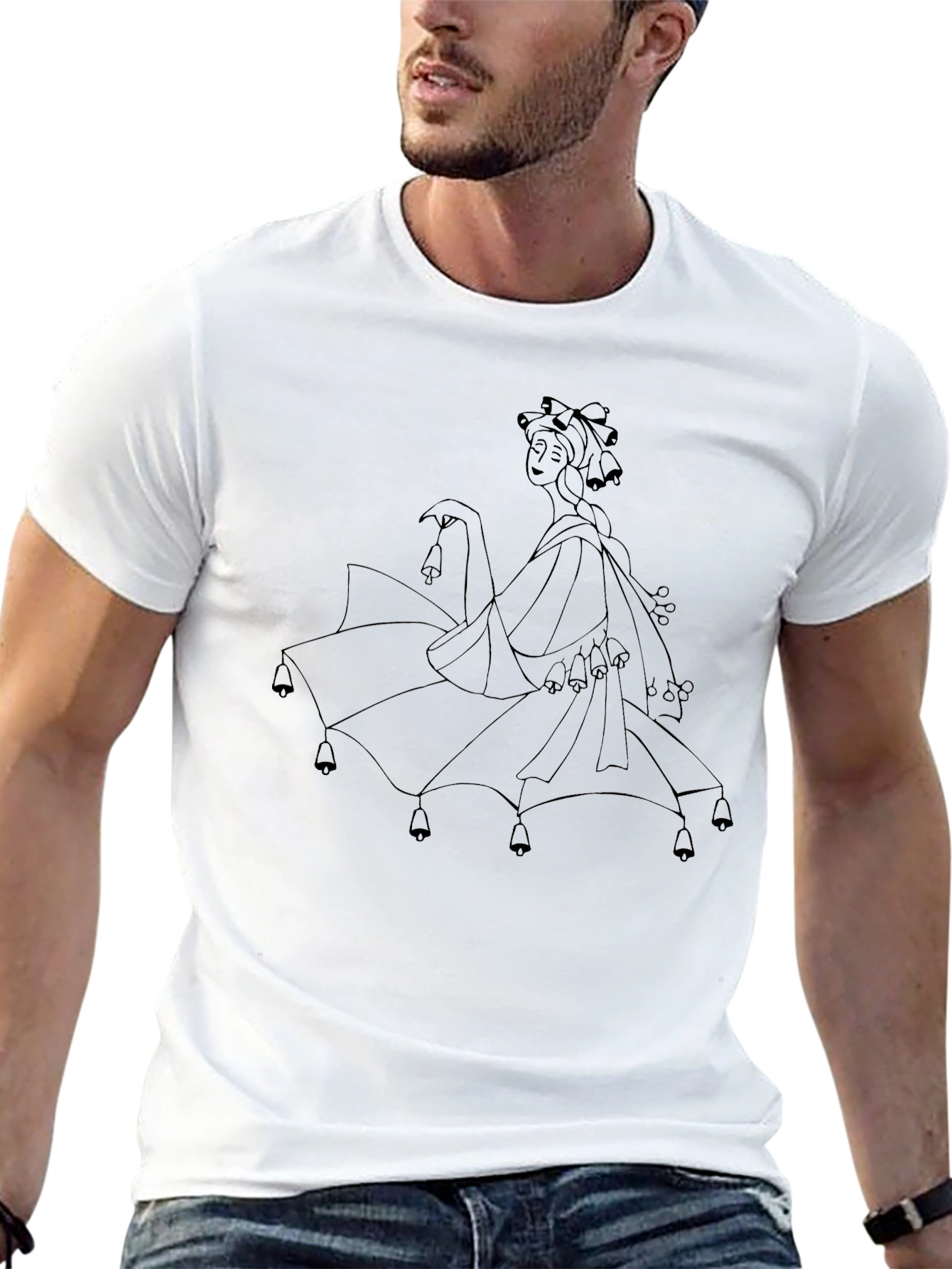Unique Woman with Bells Graphic T-Shirt