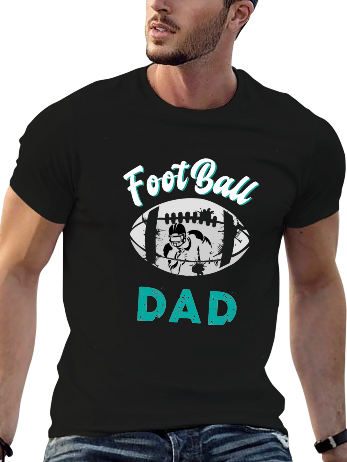 Football Dad T-Shirt - Black Cotton Tee