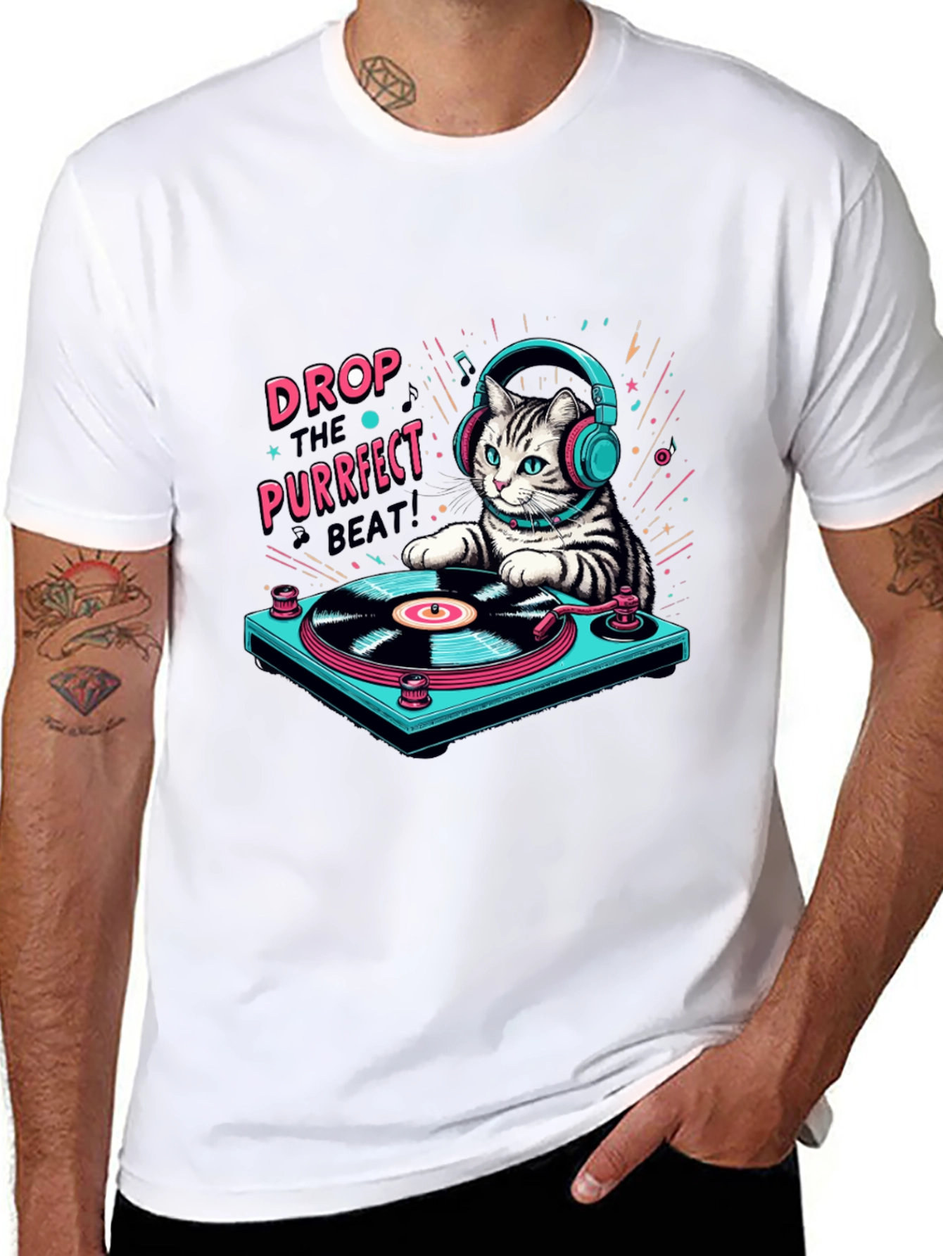 DJ Cat T-Shirt: Purrfect Beat Music Lover Tee