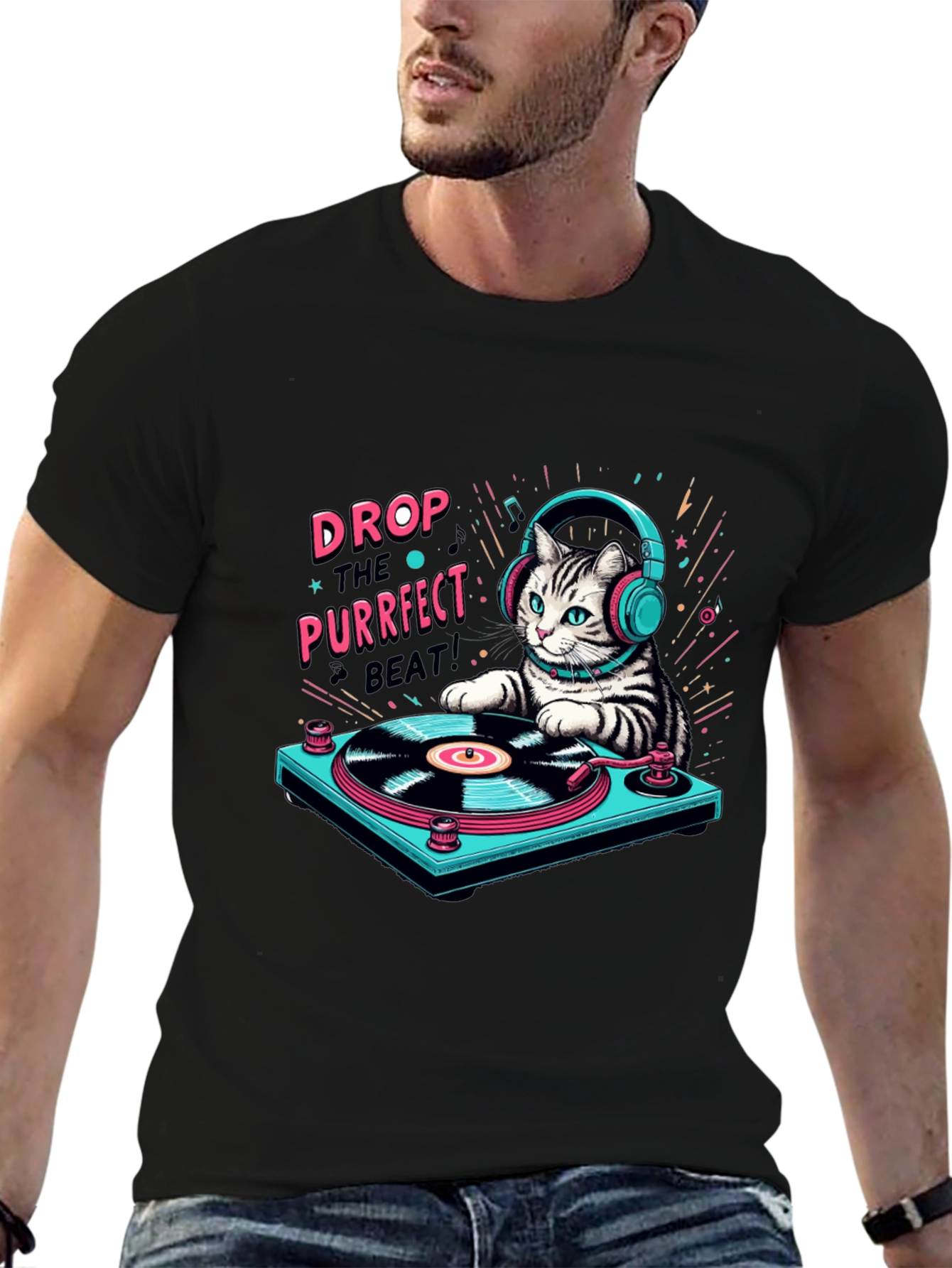 DJ Cat T-Shirt: Purrfect Beat Music Lover Tee