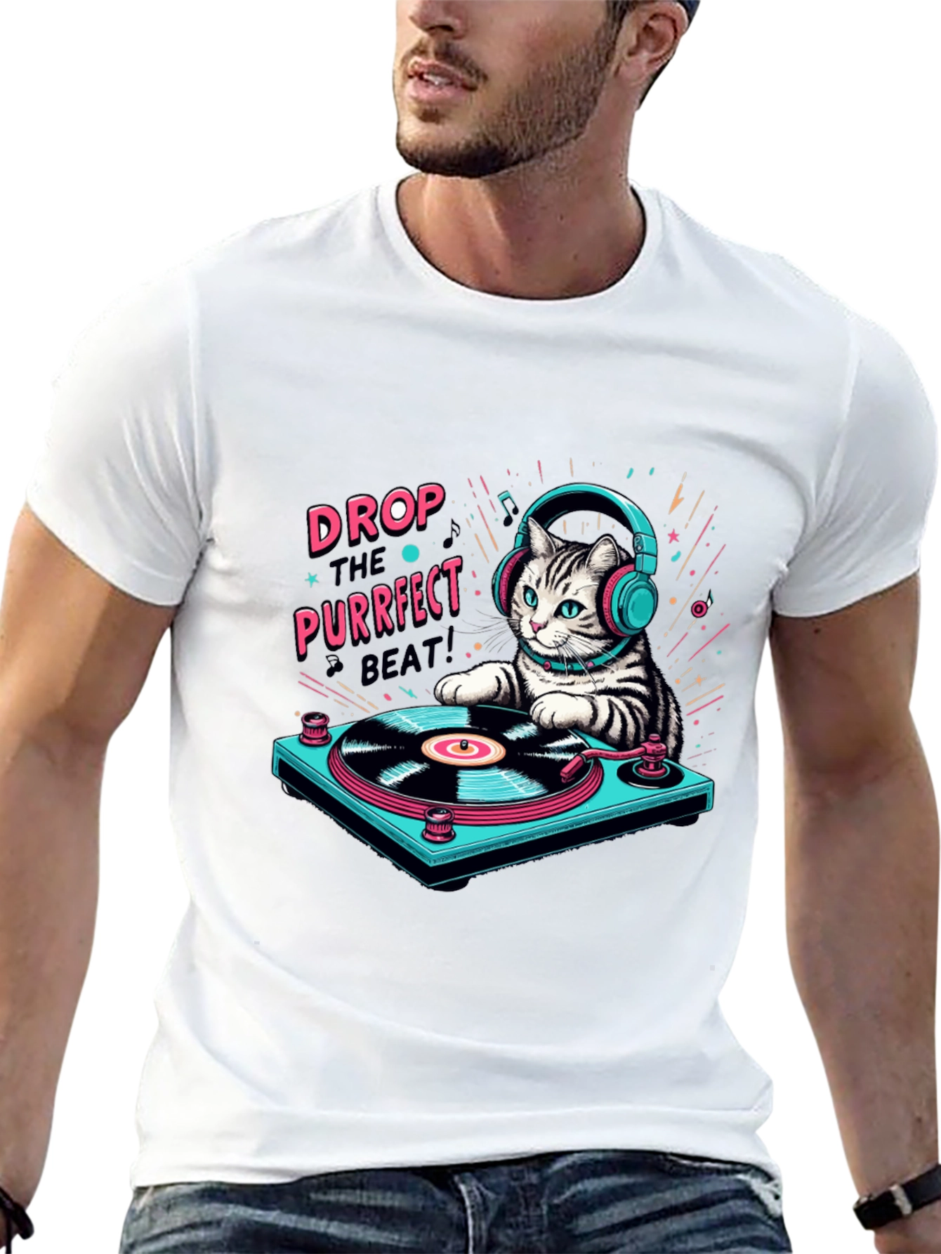 DJ Cat T-Shirt: Purrfect Beat Music Lover Tee