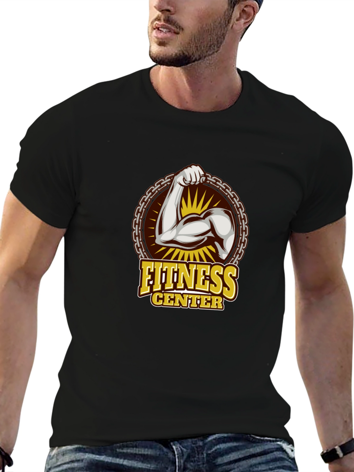 Fitness Center Graphic T-Shirt - Black Gym Tee