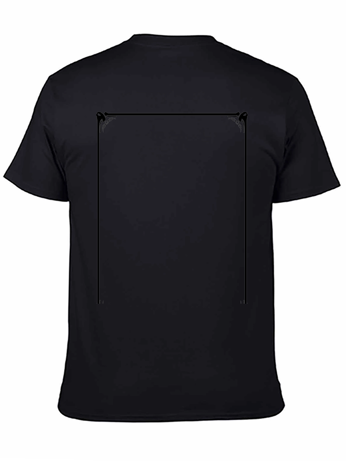 Classic Black T-Shirt with Ornate Frame Design
