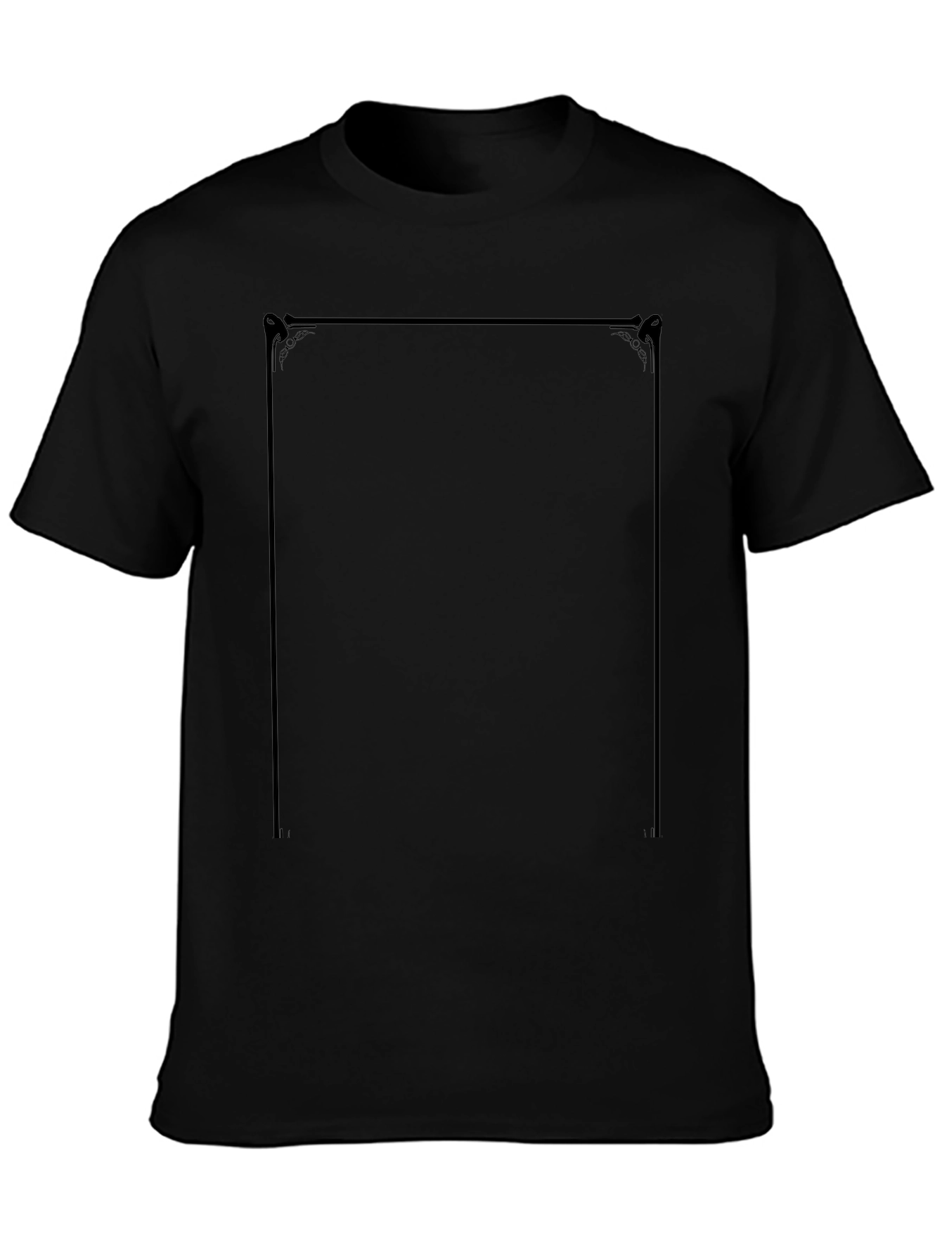 Classic Black T-Shirt with Ornate Frame Design