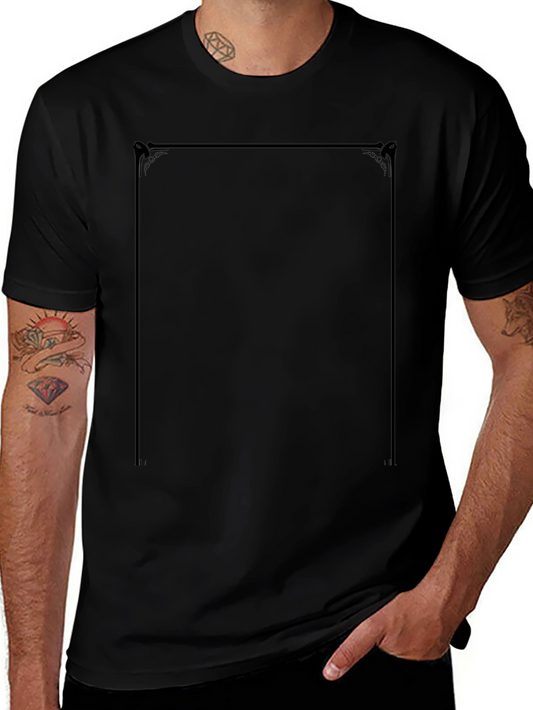 Classic Black T-Shirt with Ornate Frame Design
