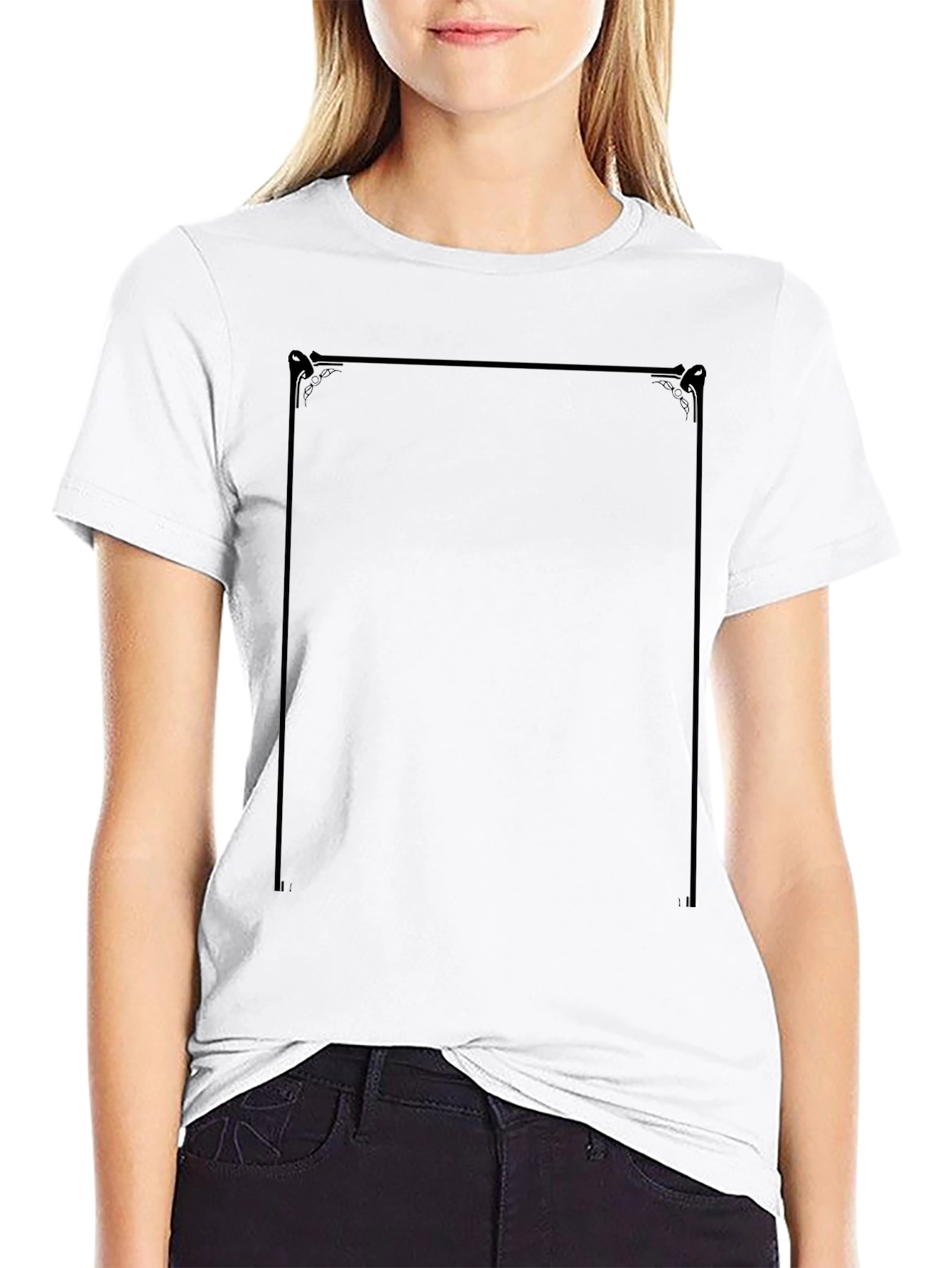 Classic Black T-Shirt with Ornate Frame Design