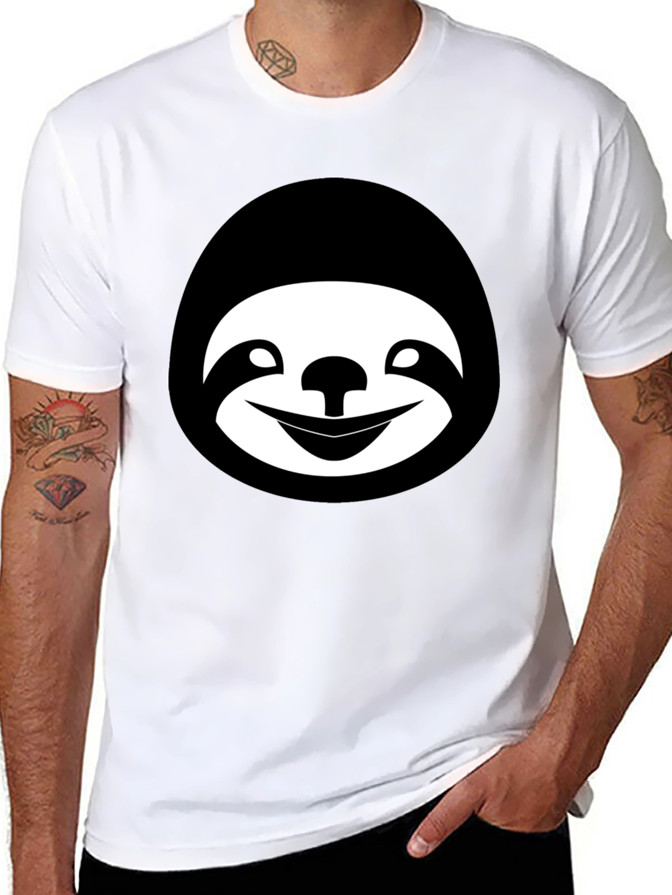 Sloth Face Graphic Black T-Shirt