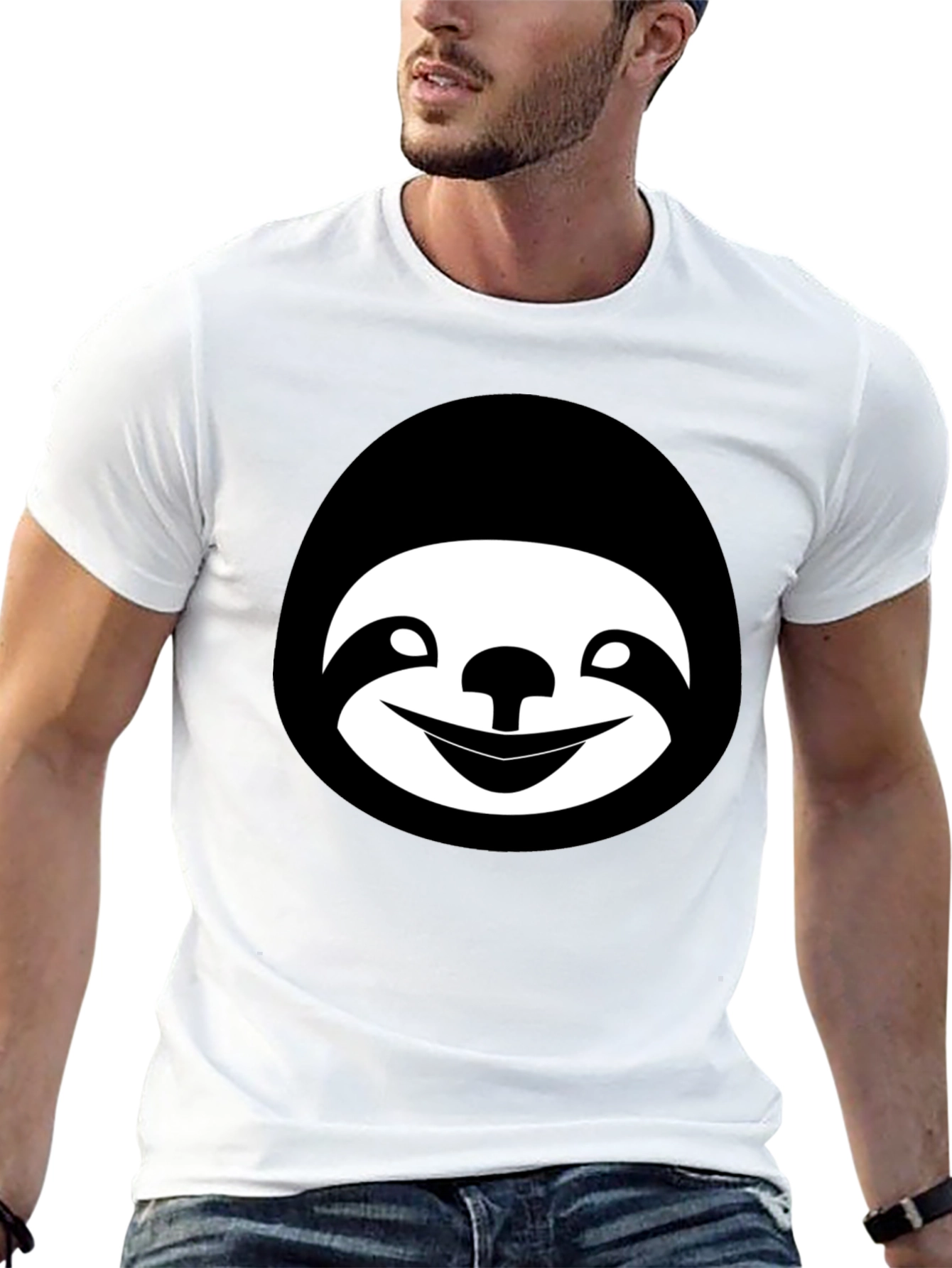 Sloth Face Graphic Black T-Shirt