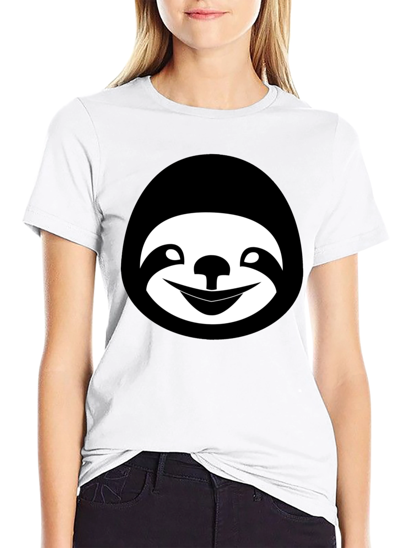 Sloth Face Graphic Black T-Shirt