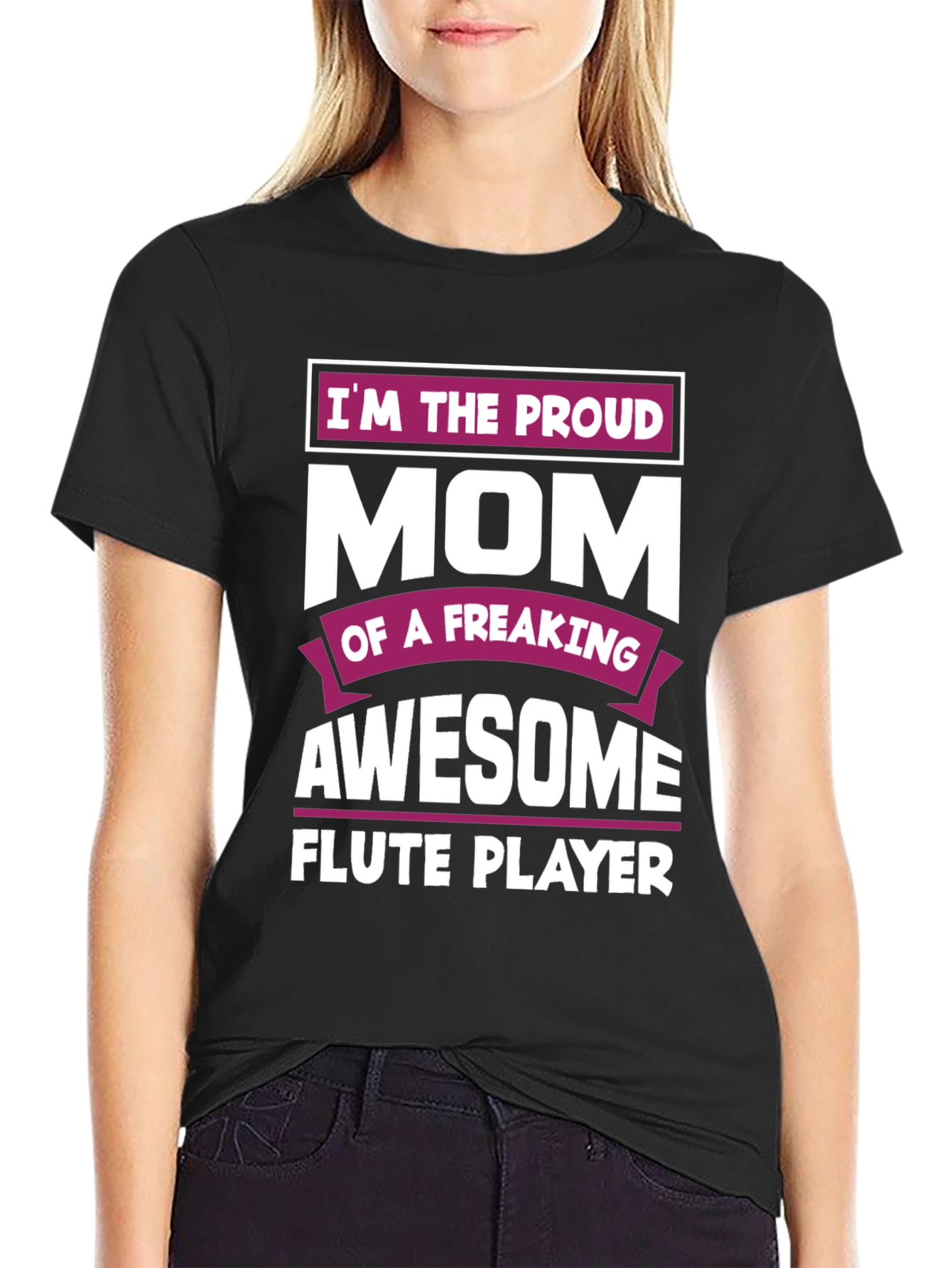 Proud Mom Awesome Flute Player Graphic T-Shirt