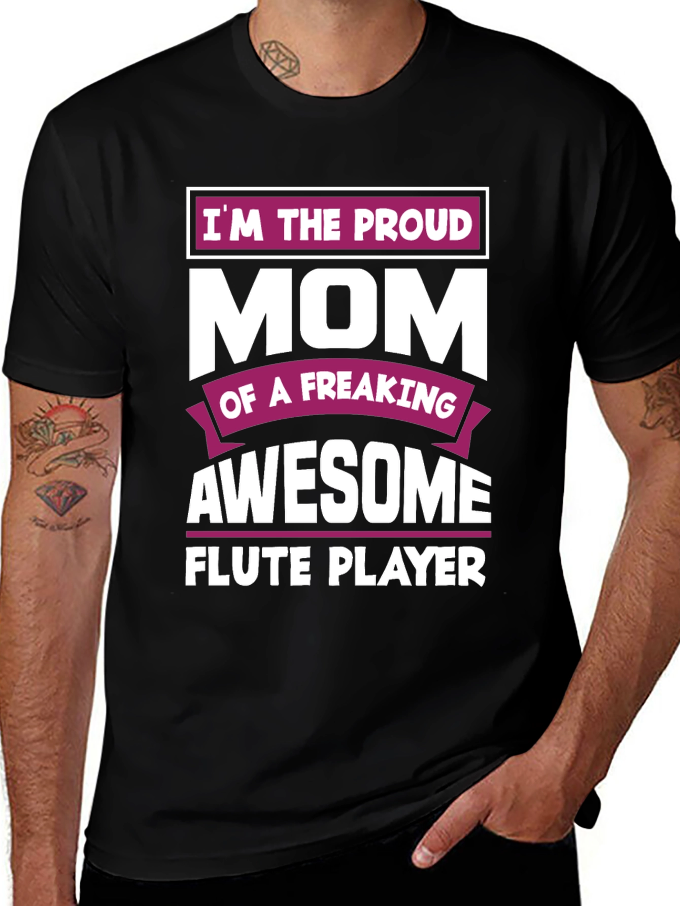 Proud Mom Awesome Flute Player Graphic T-Shirt
