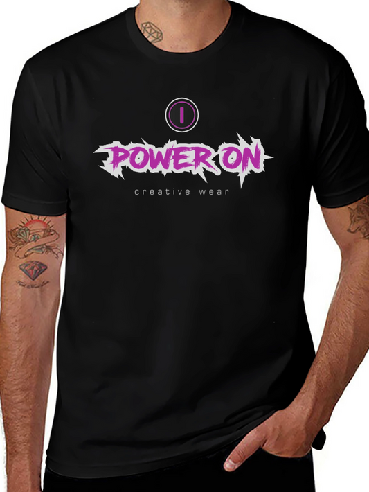 Power On Creative Wear Black Graphic Tee