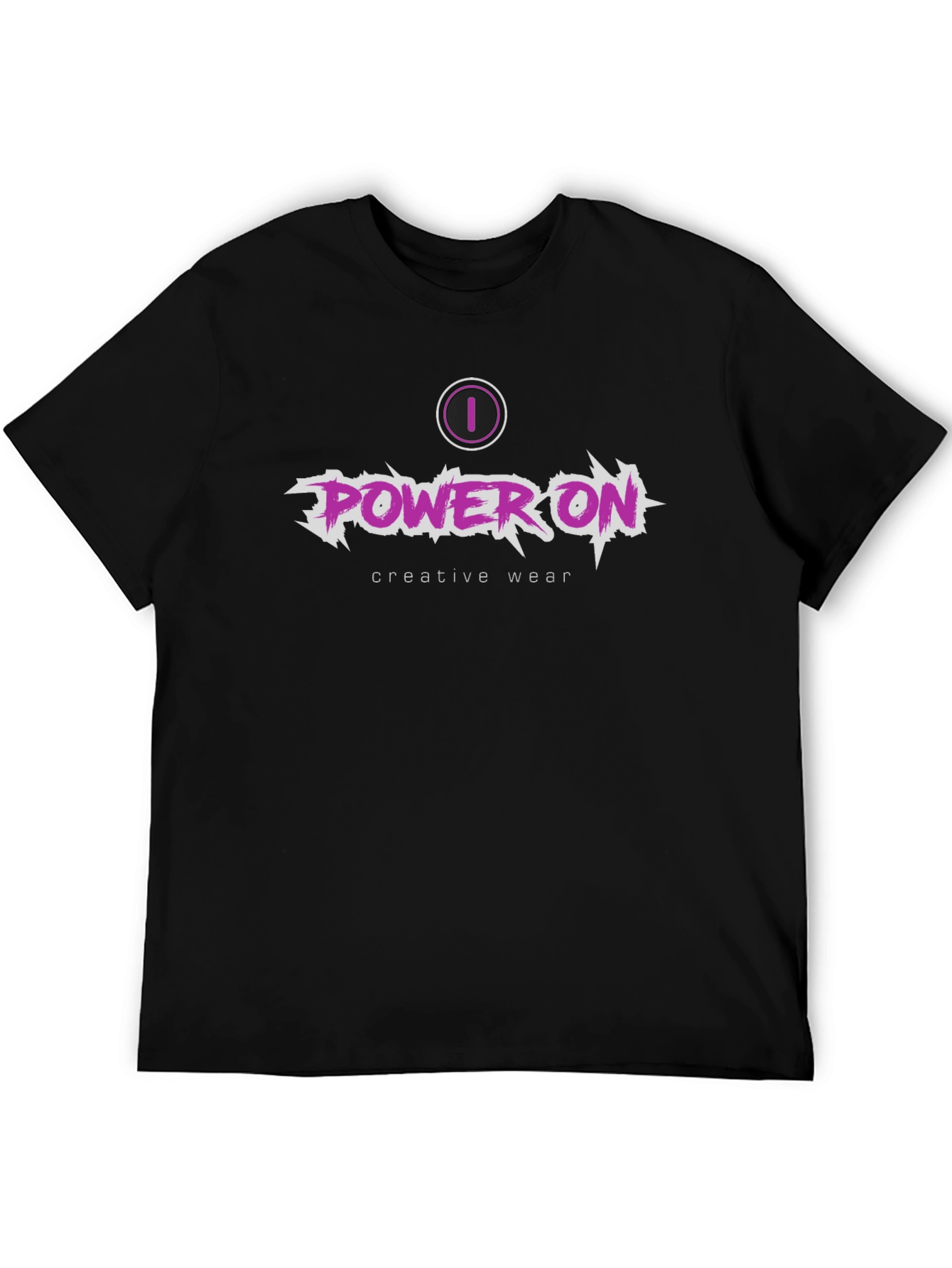 Power On Creative Wear Black Graphic Tee