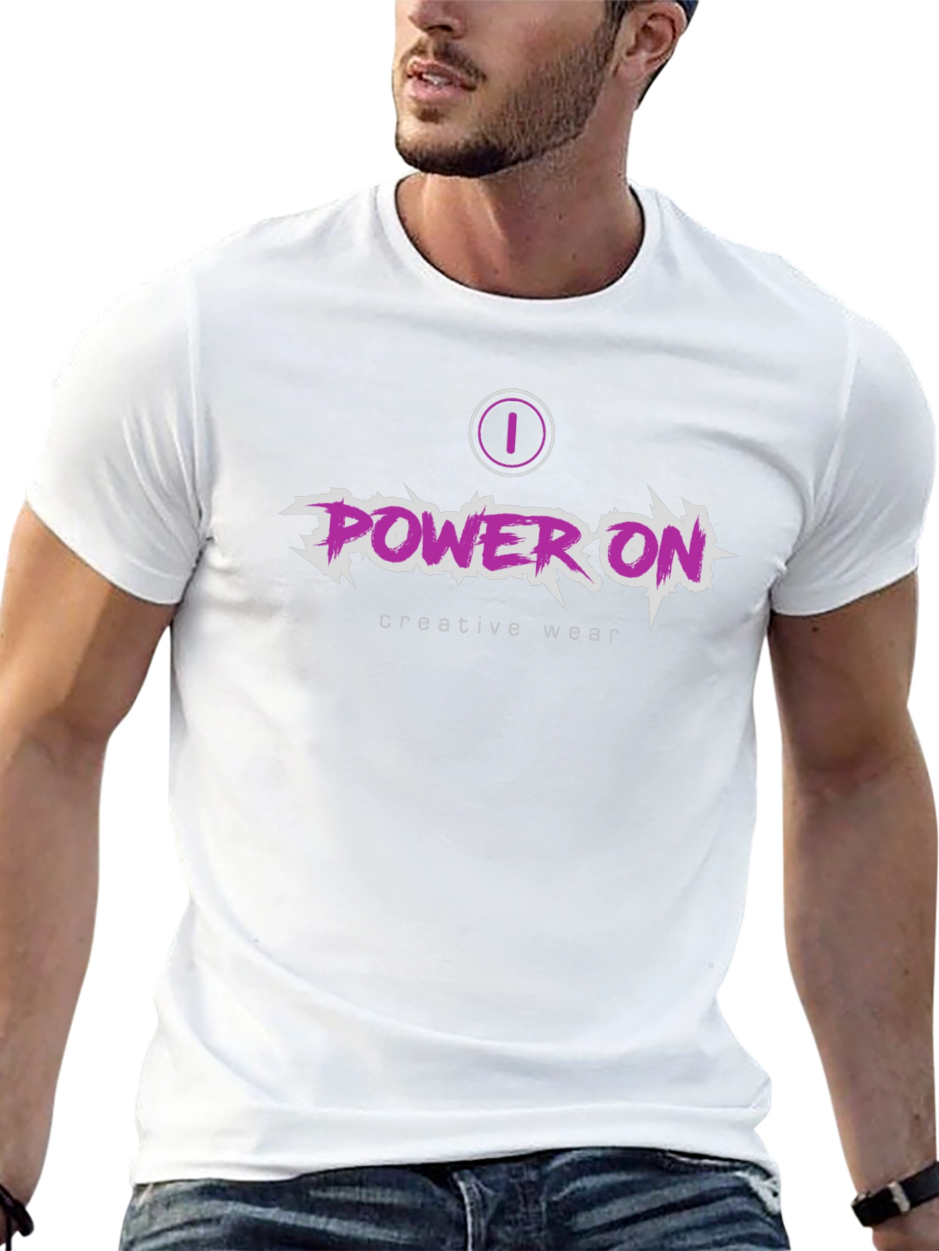 Power On Creative Wear Black Graphic Tee