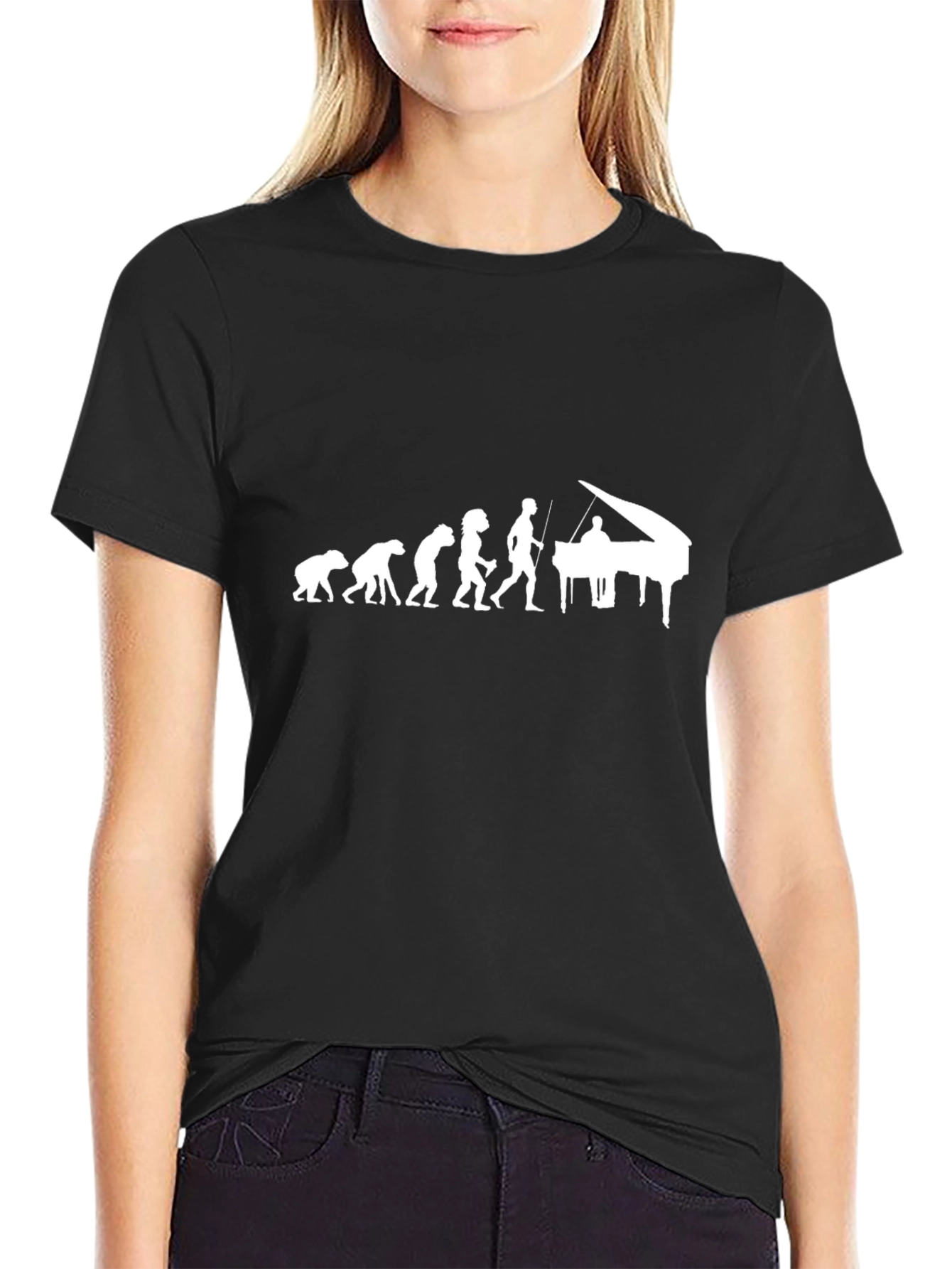 Evolution of Music T-Shirt: Pianist Design