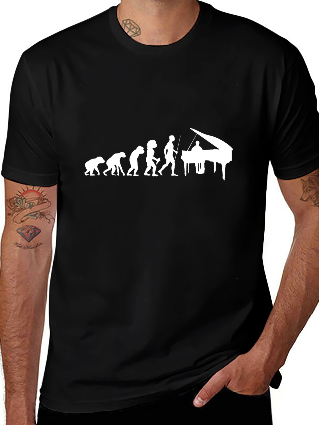 Evolution of Music T-Shirt: Pianist Design