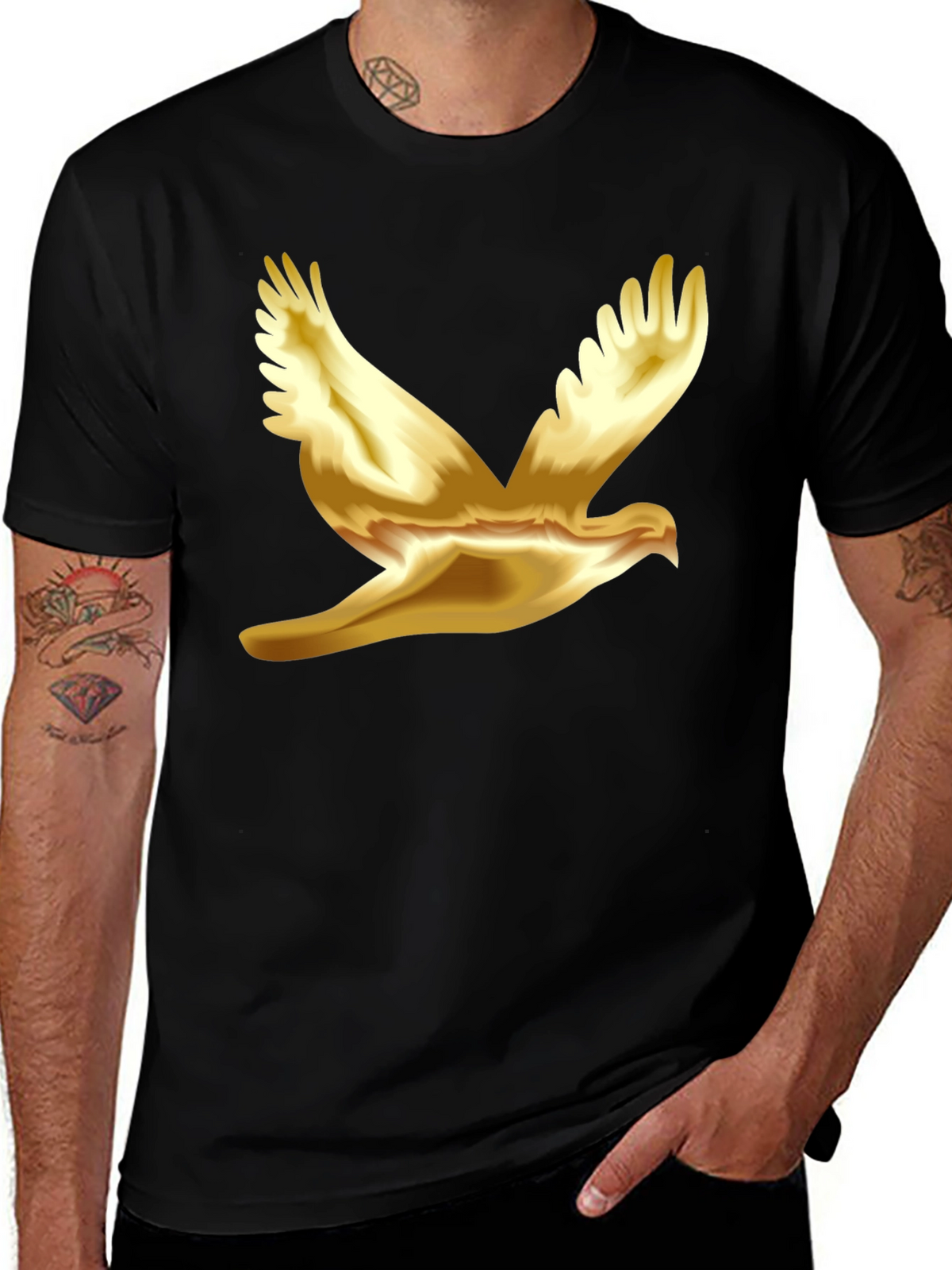 Golden Dove Graphic Black T-Shirt