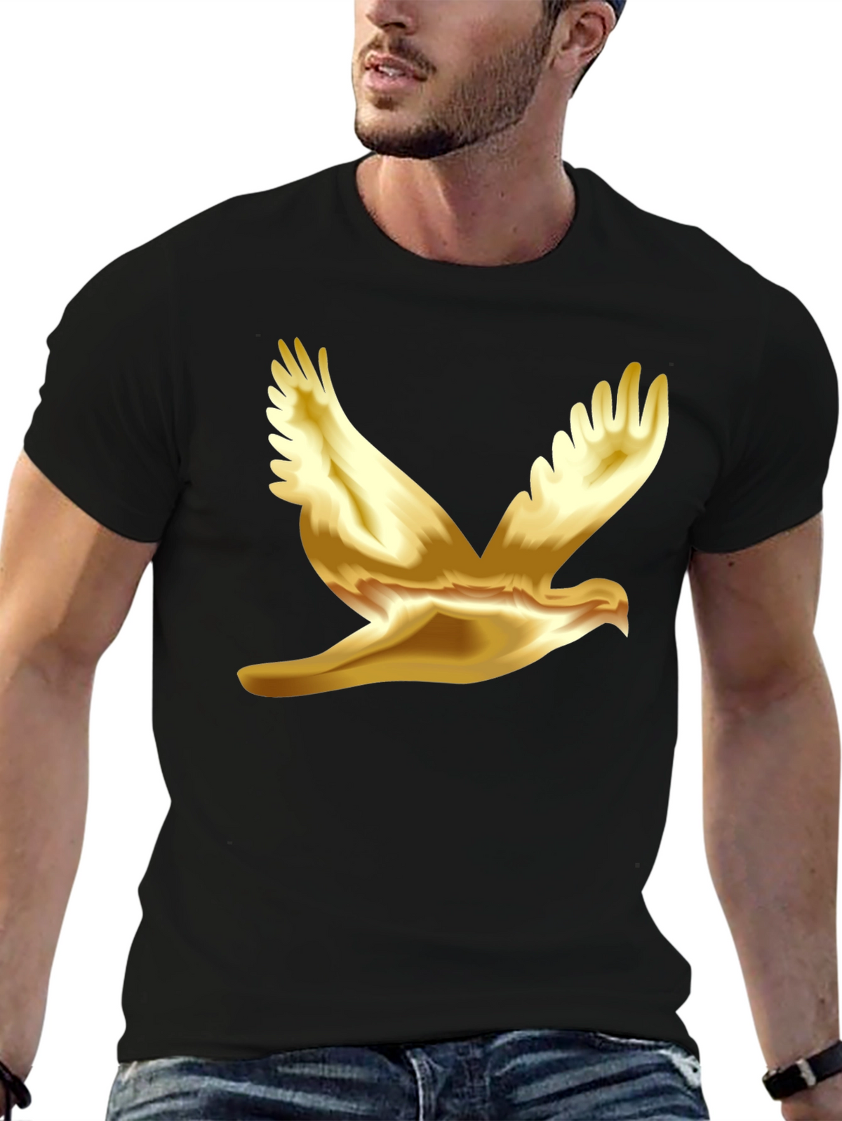 Golden Dove Graphic Black T-Shirt