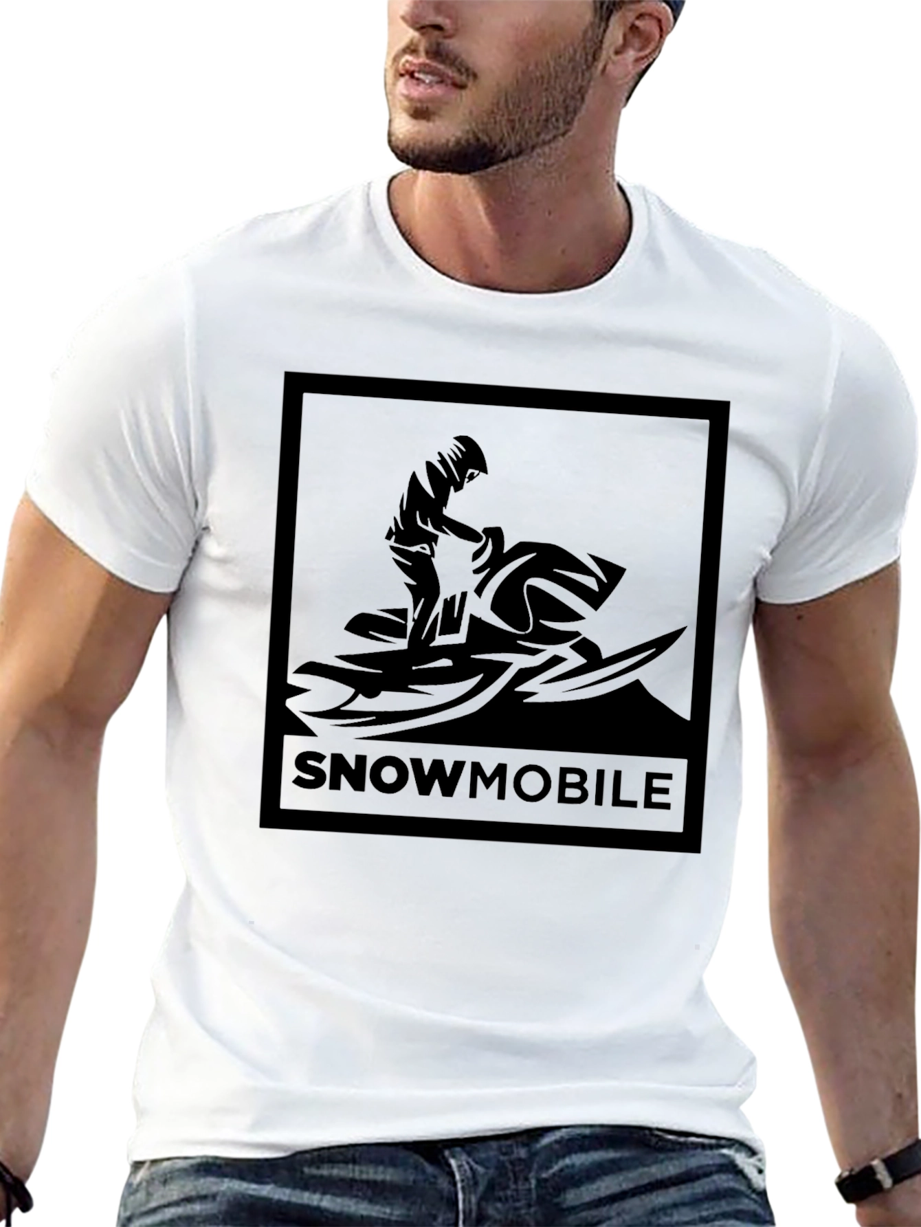Snowmobile Graphic T-Shirt - Black