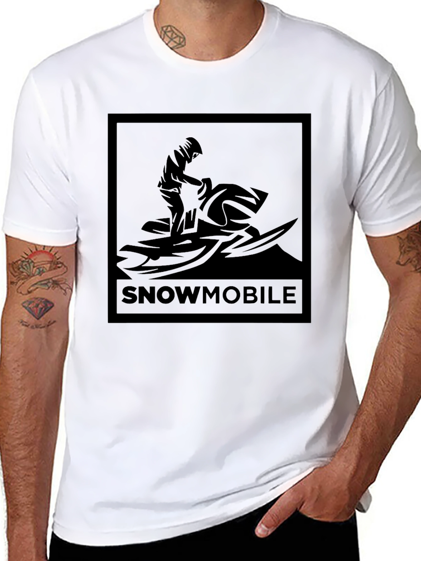 Snowmobile Graphic T-Shirt - Black
