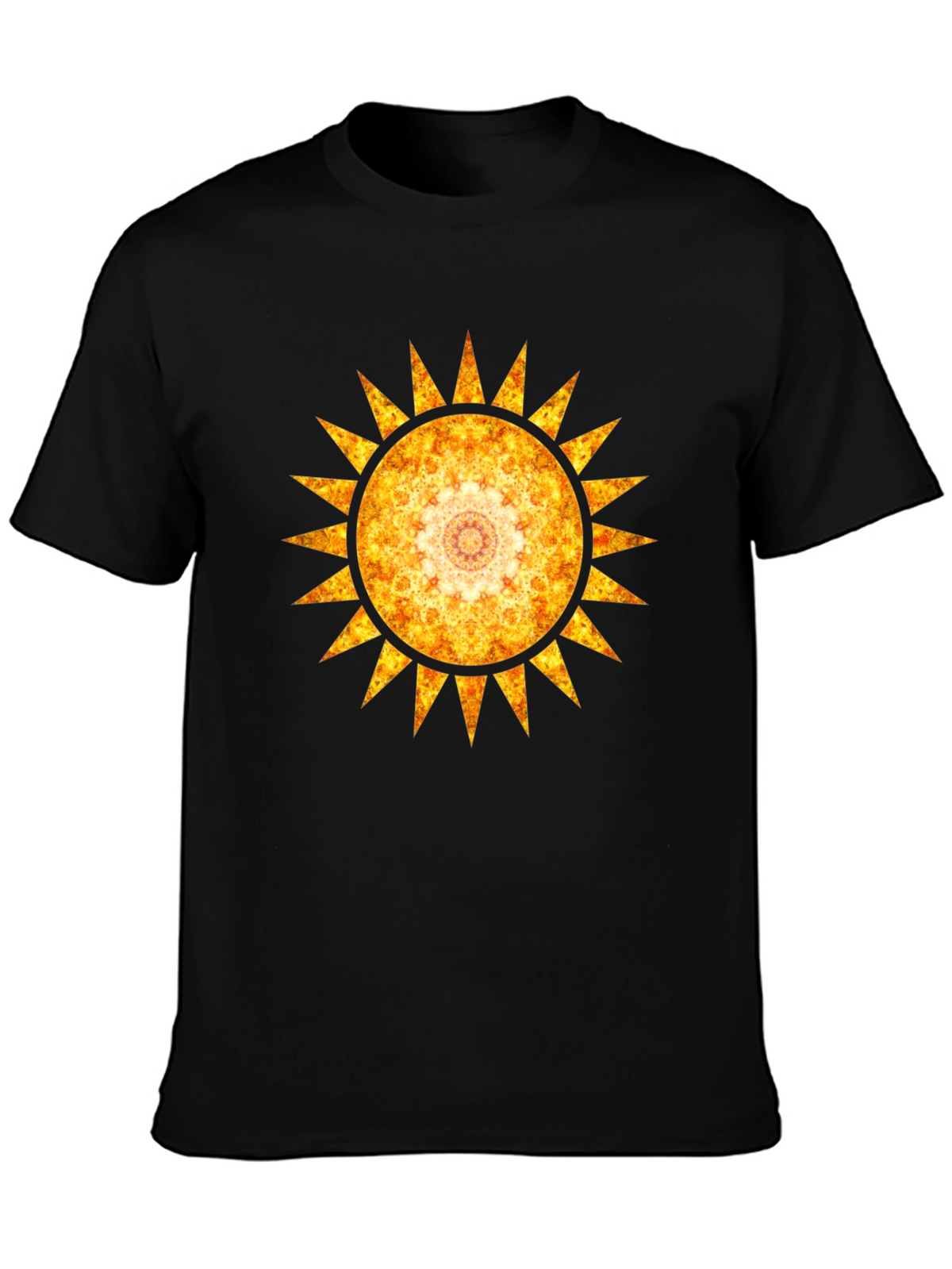 Fiery Sun Mandala Graphic Tee - Black
