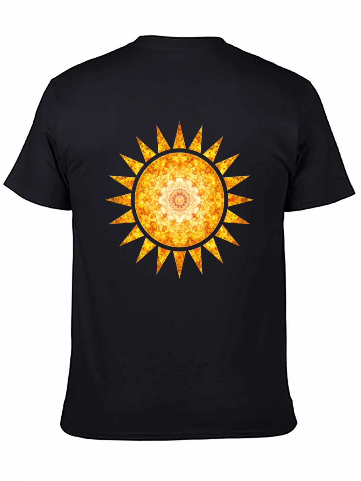 Fiery Sun Mandala Graphic Tee - Black