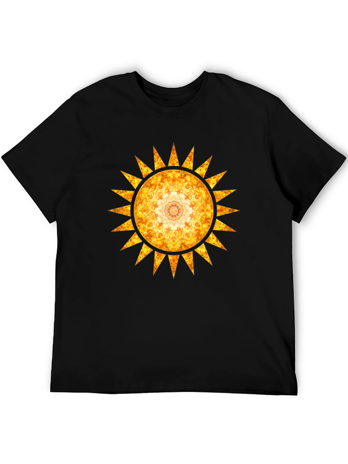 Fiery Sun Mandala Graphic Tee - Black
