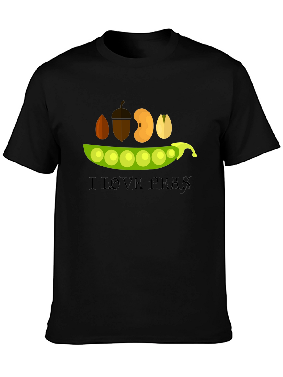 I Love Peas Black T-Shirt