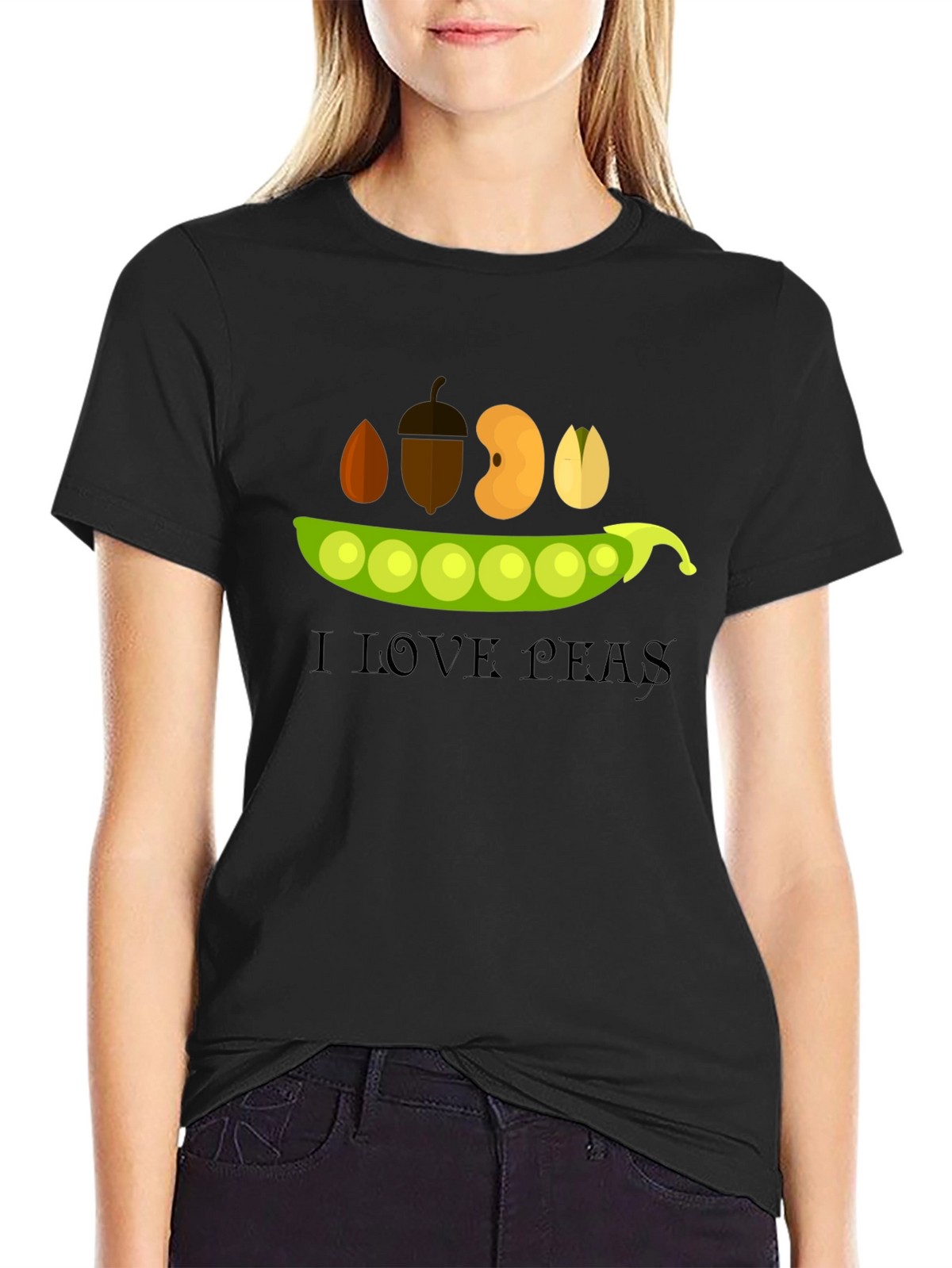 I Love Peas Black T-Shirt