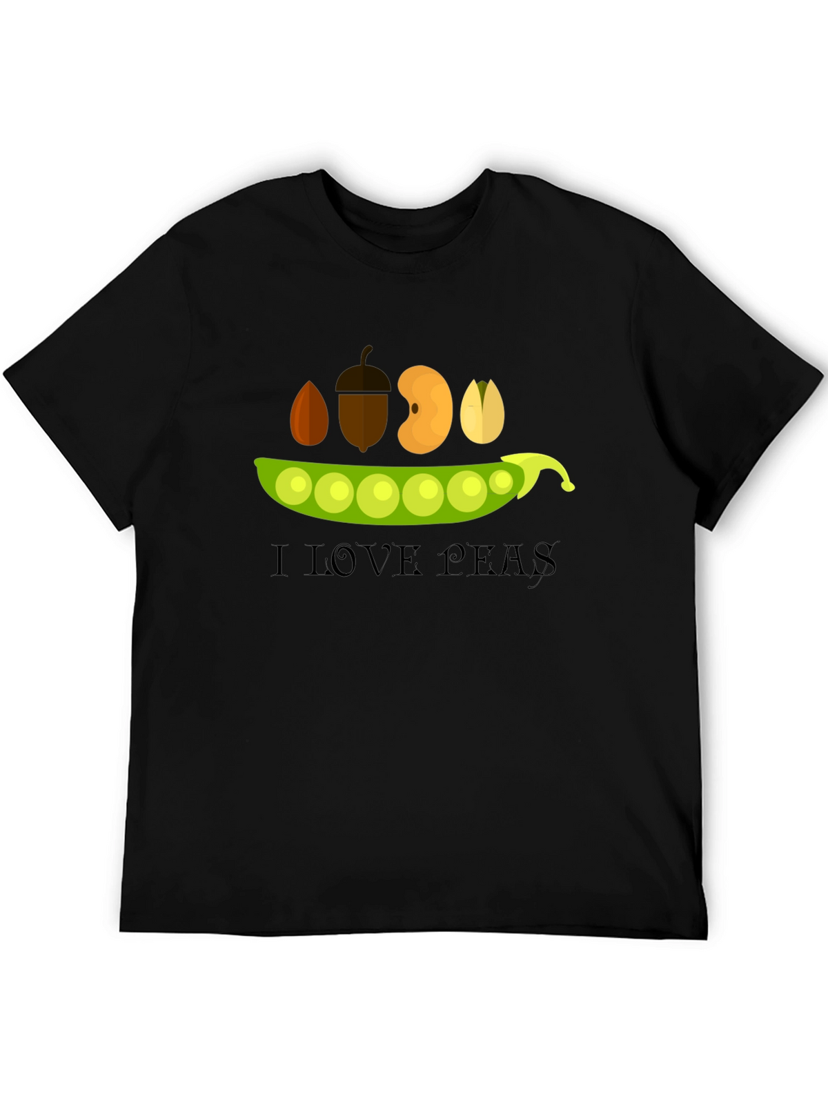 I Love Peas Black T-Shirt