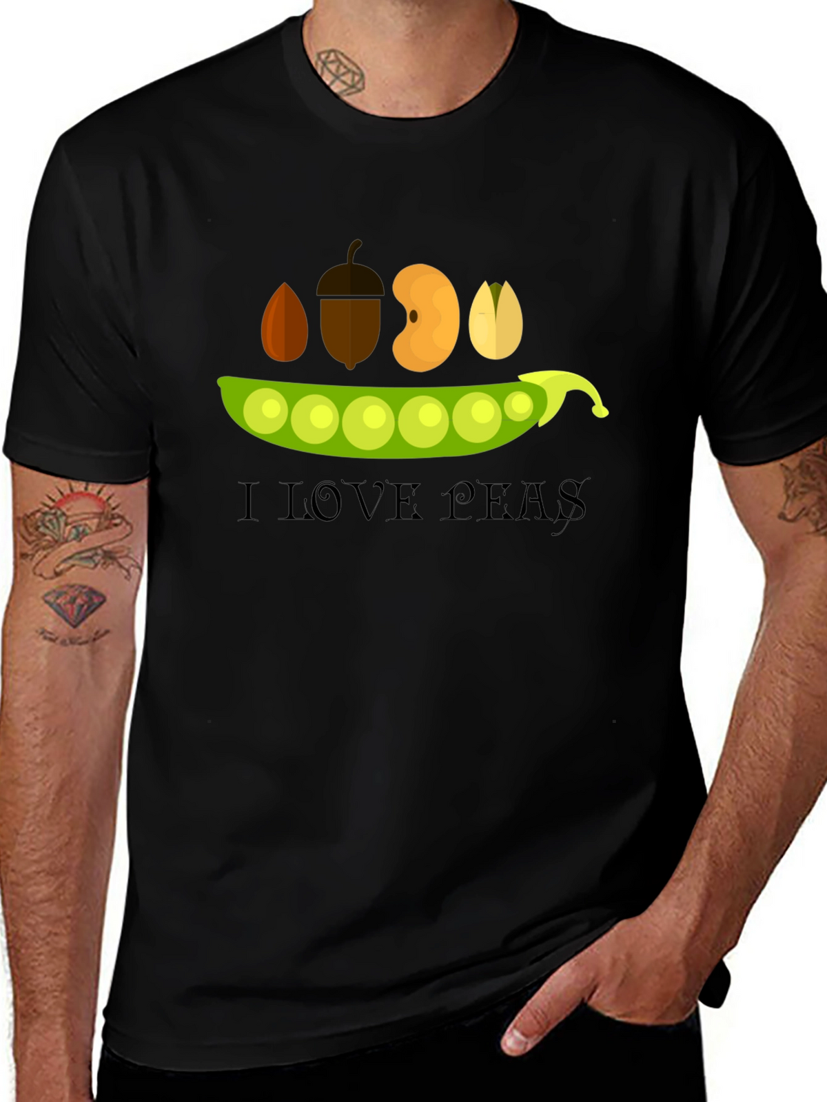 I Love Peas Black T-Shirt