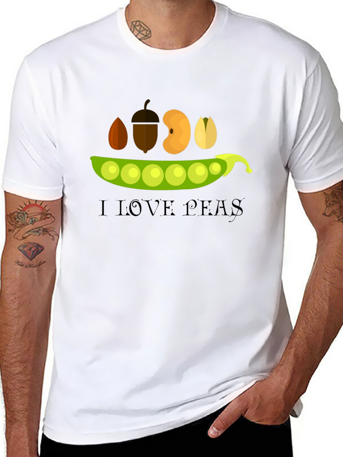 I Love Peas Black T-Shirt