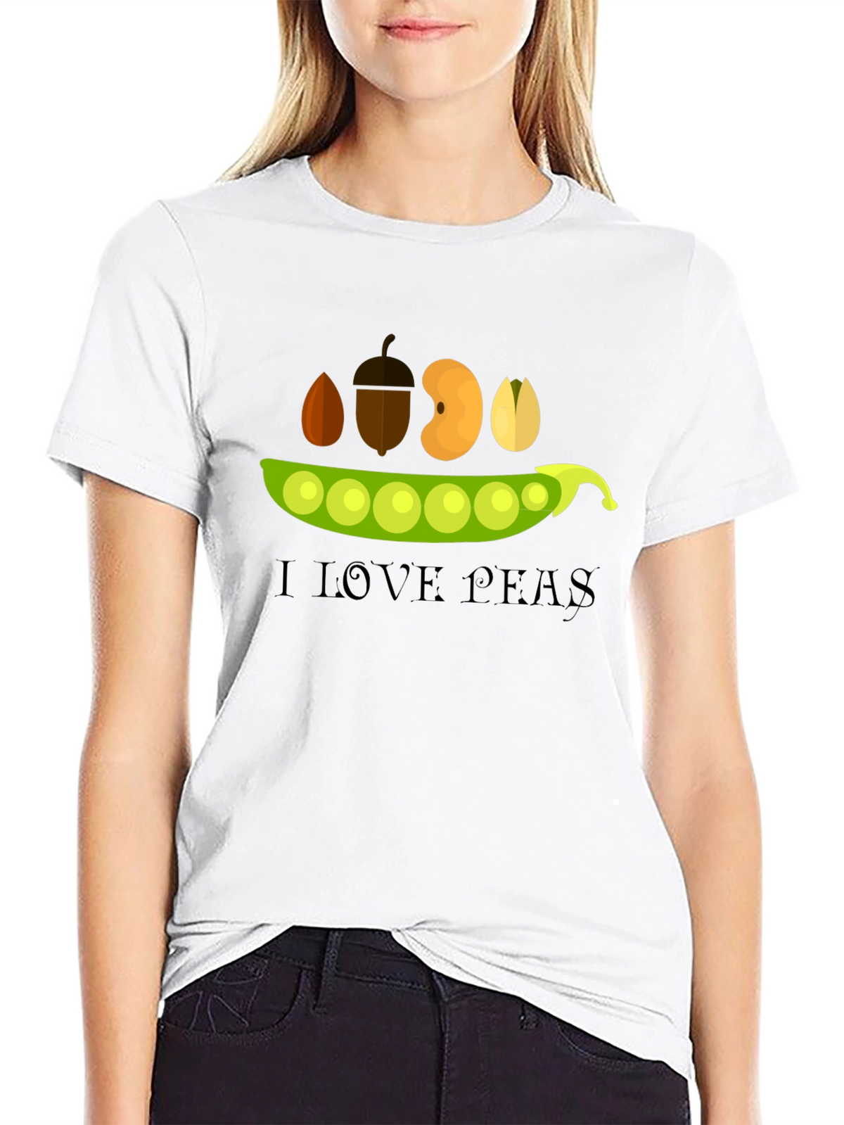 I Love Peas Black T-Shirt